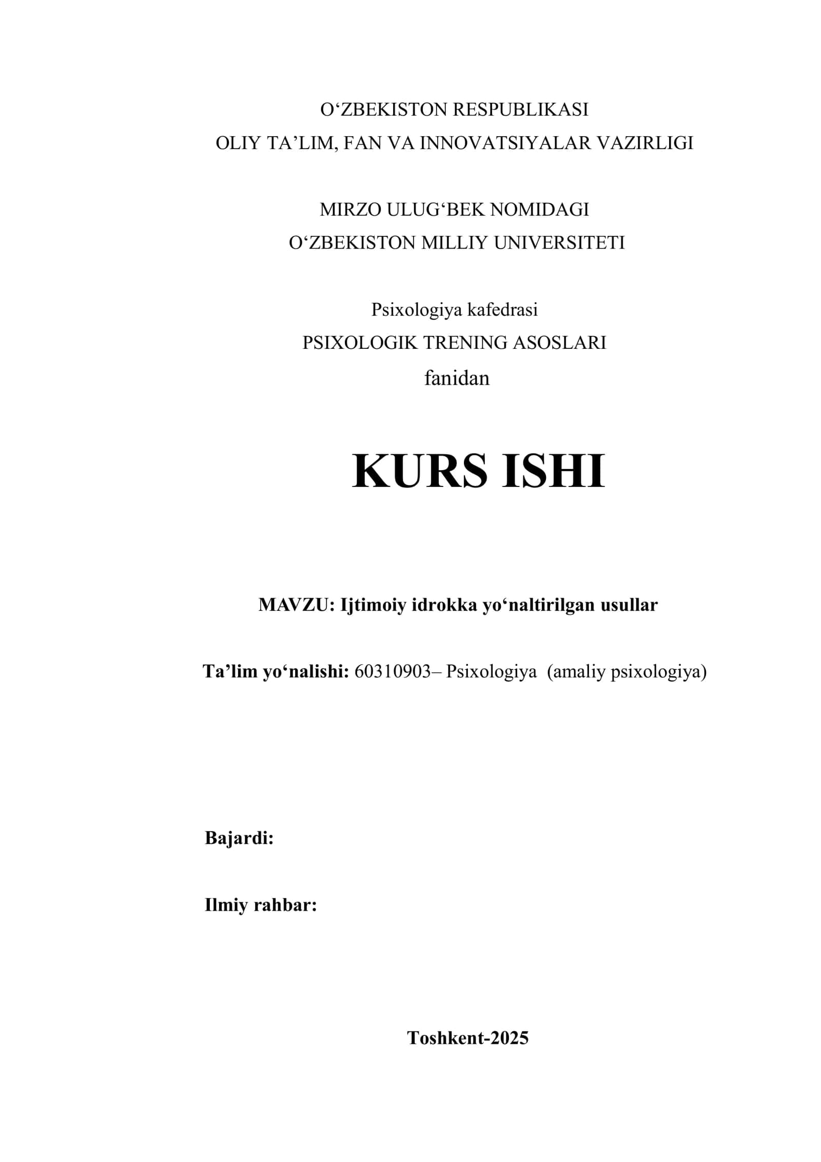 Ijtimoiy idrokka yo'naltirilgan usullar 1