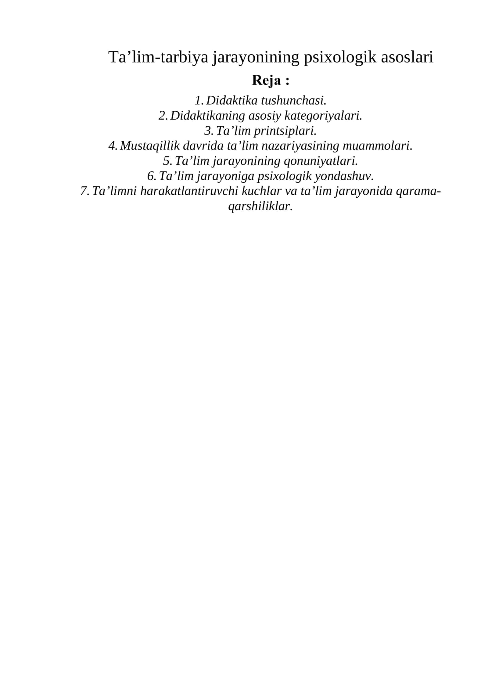 Ta’lim-tarbiya jarayonining psixologik asoslari 1
