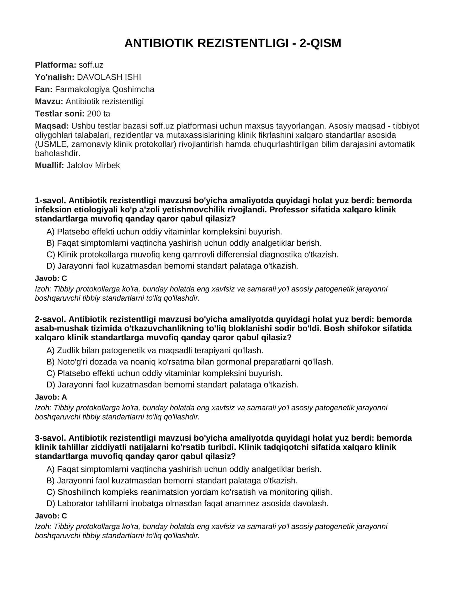 ANTIBIOTIK REZISTENTLIGI - 2-QISM 1