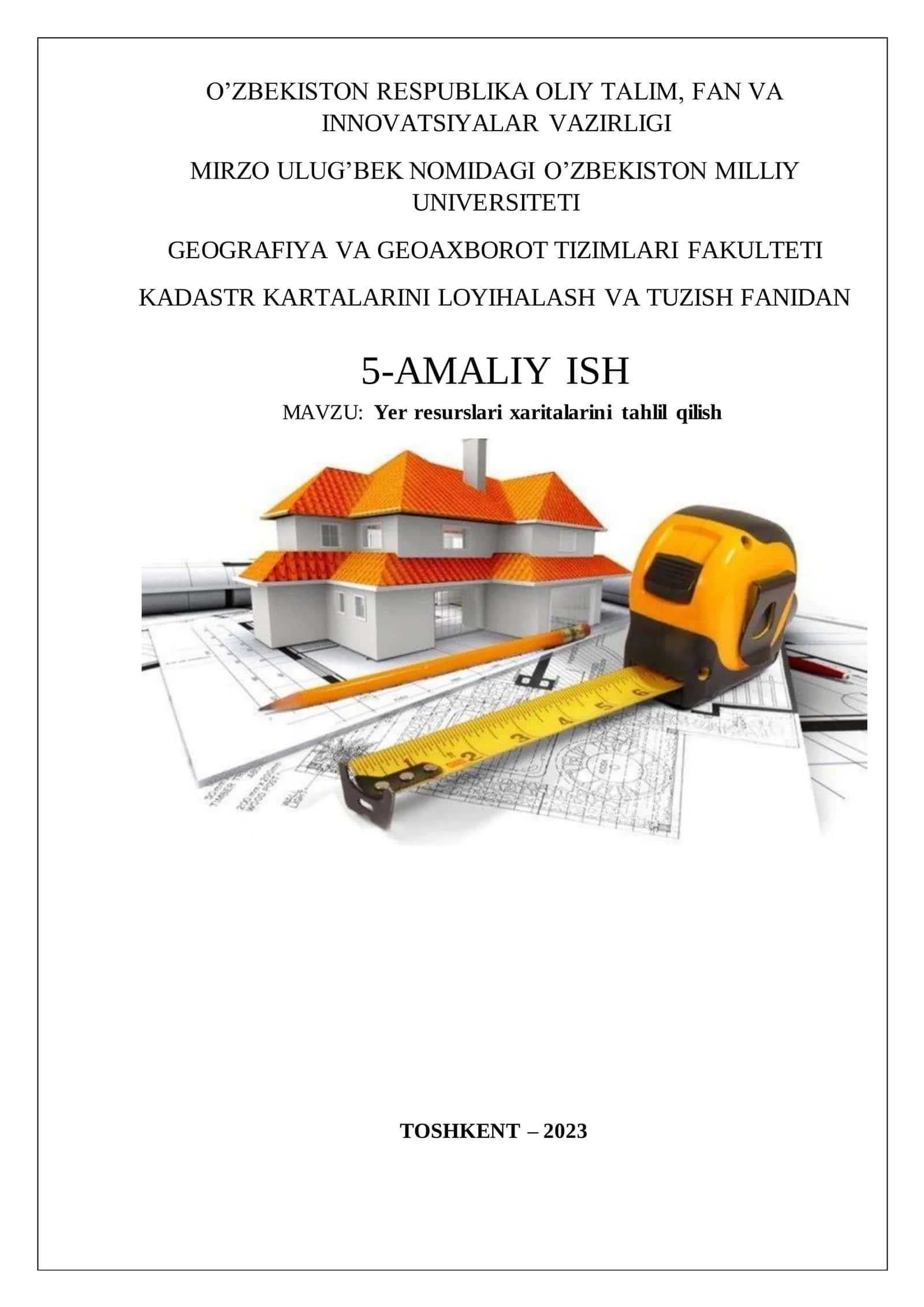 Yer resurslari xaritalarini tahlil qilish 1
