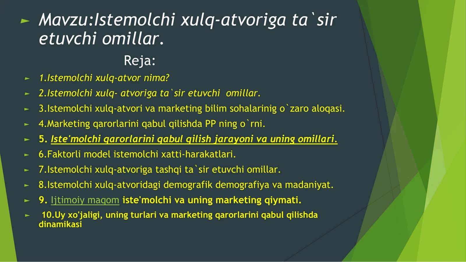 Istemolchi xulq-atvoriga ta`sir etuvchi omillar 1