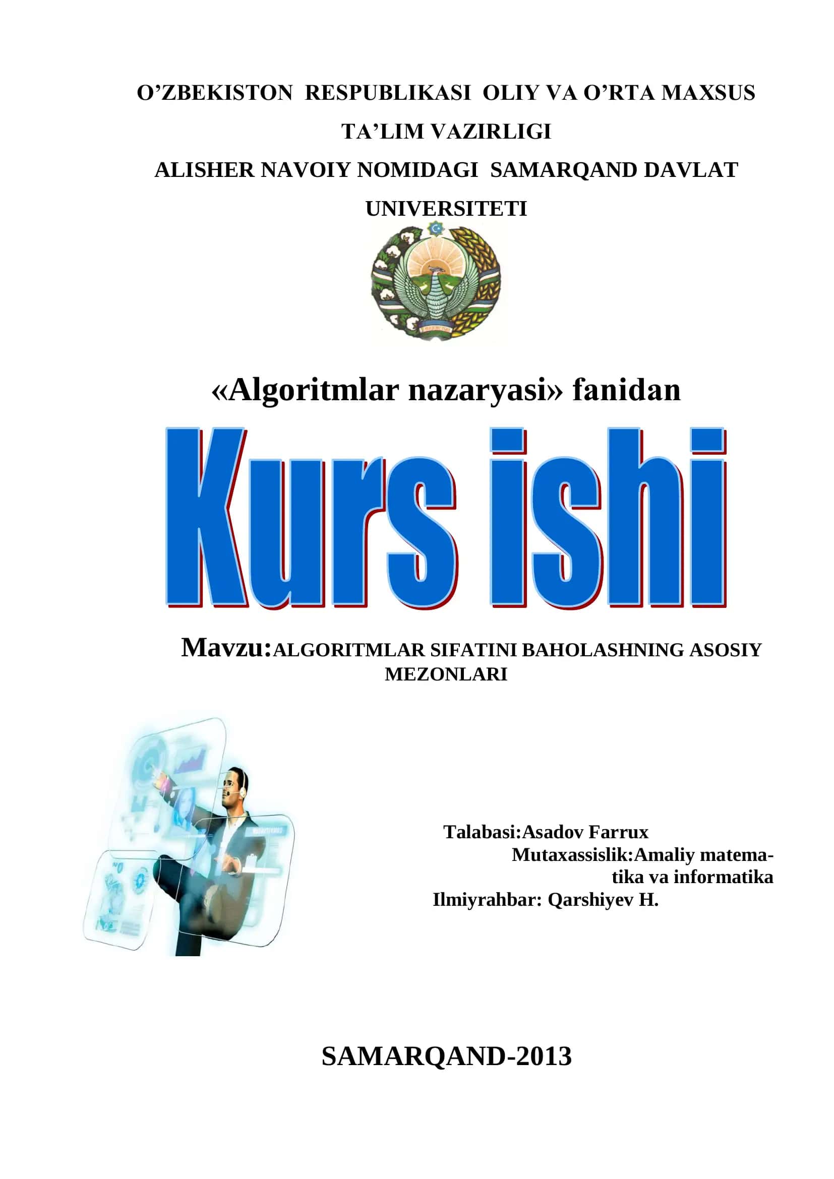 Algoritmning sifatini baholashning asosiy mezonlari 1