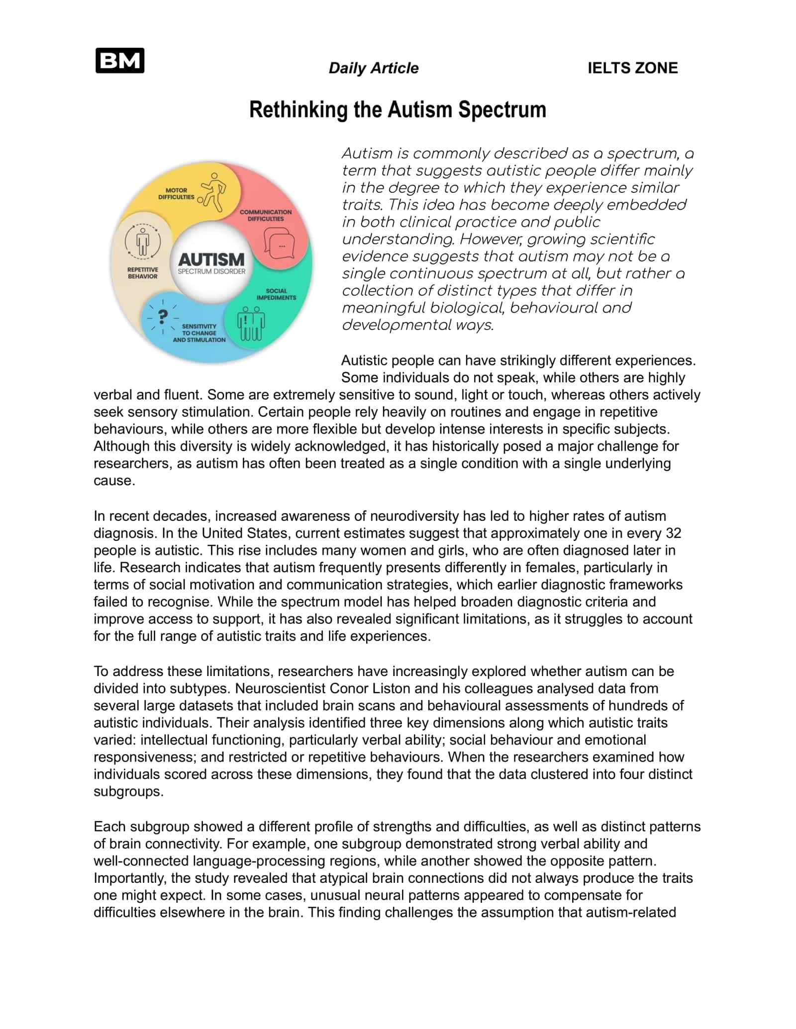 Rethinking the Autism Spectrum 1