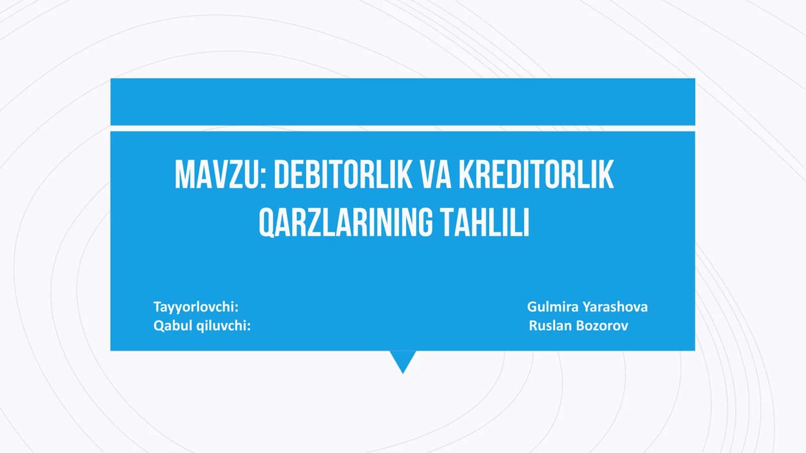 Debitorlik va kreditorlik qarzlarining tahlili 1