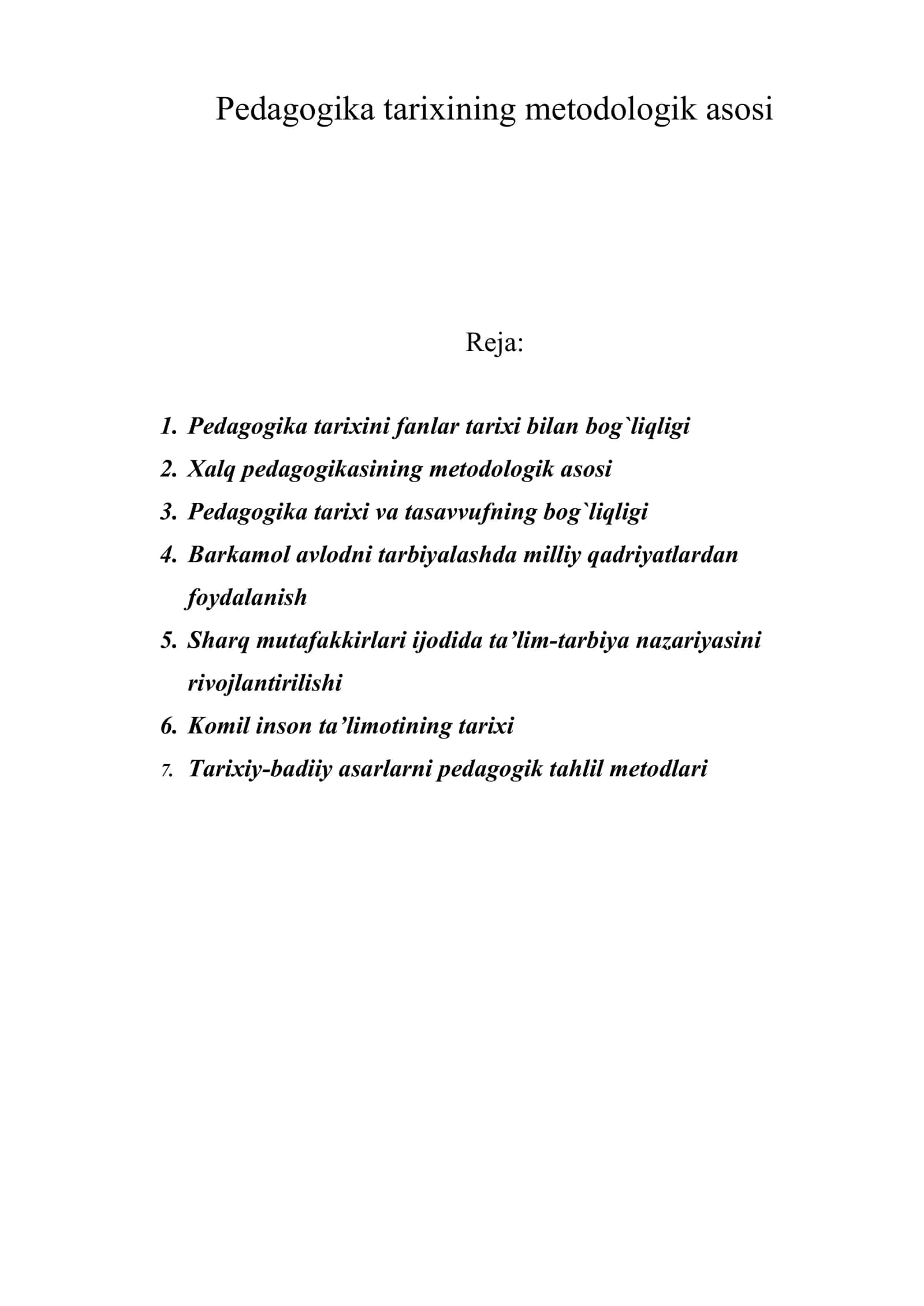 Pedagogika tarixining metodologik asosi 1