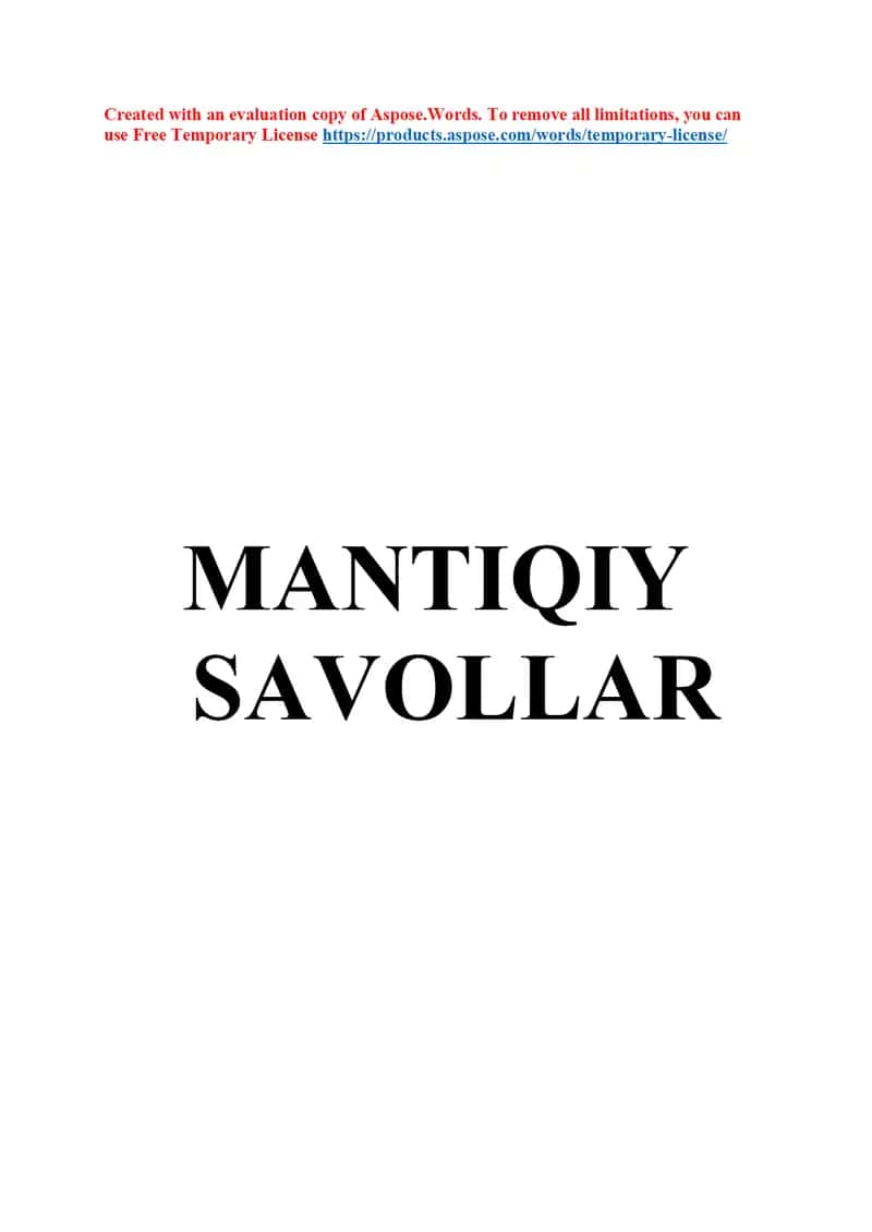 Mantiqiy Savollar 1