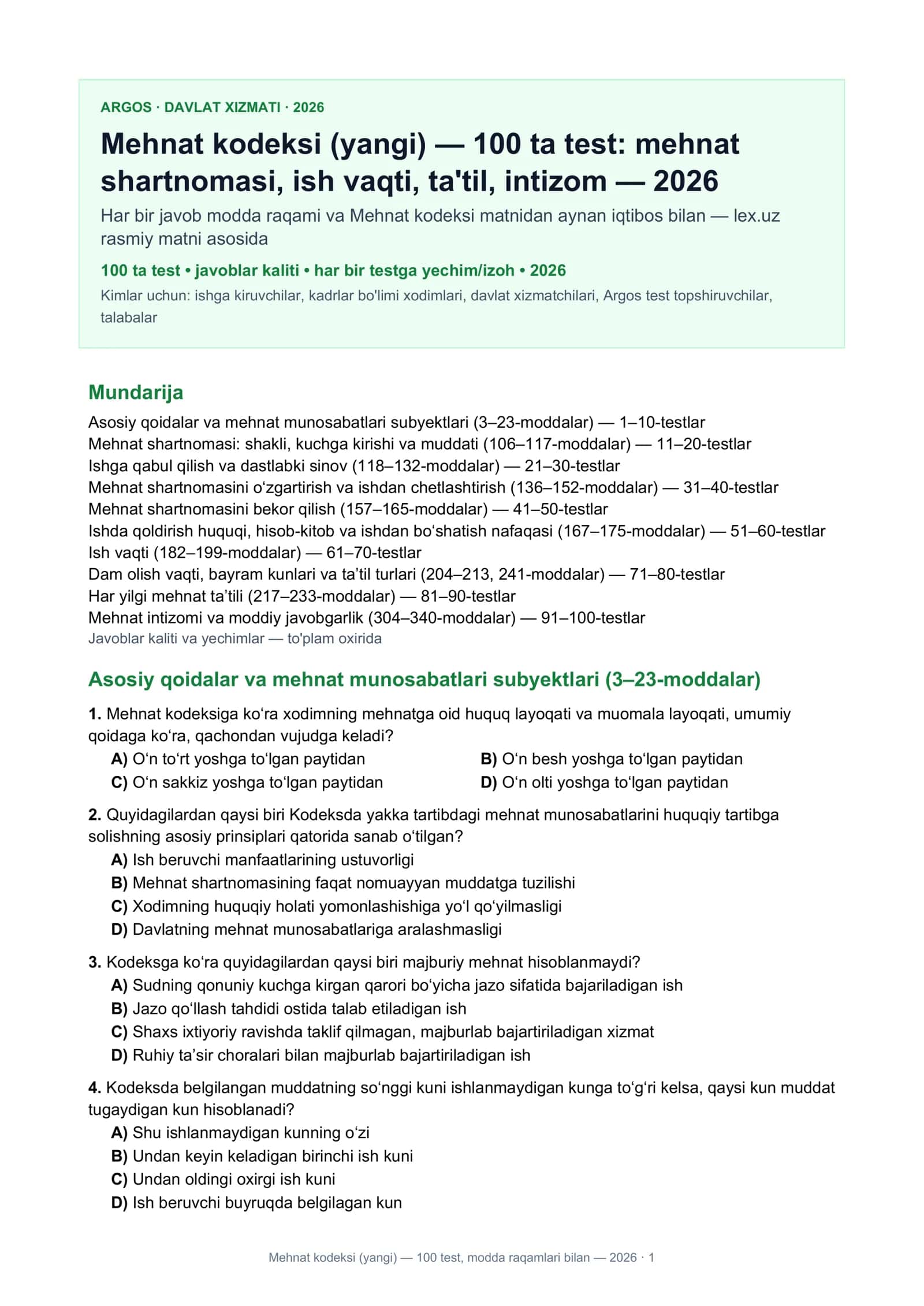 Mehnat kodeksi (yangi) 1