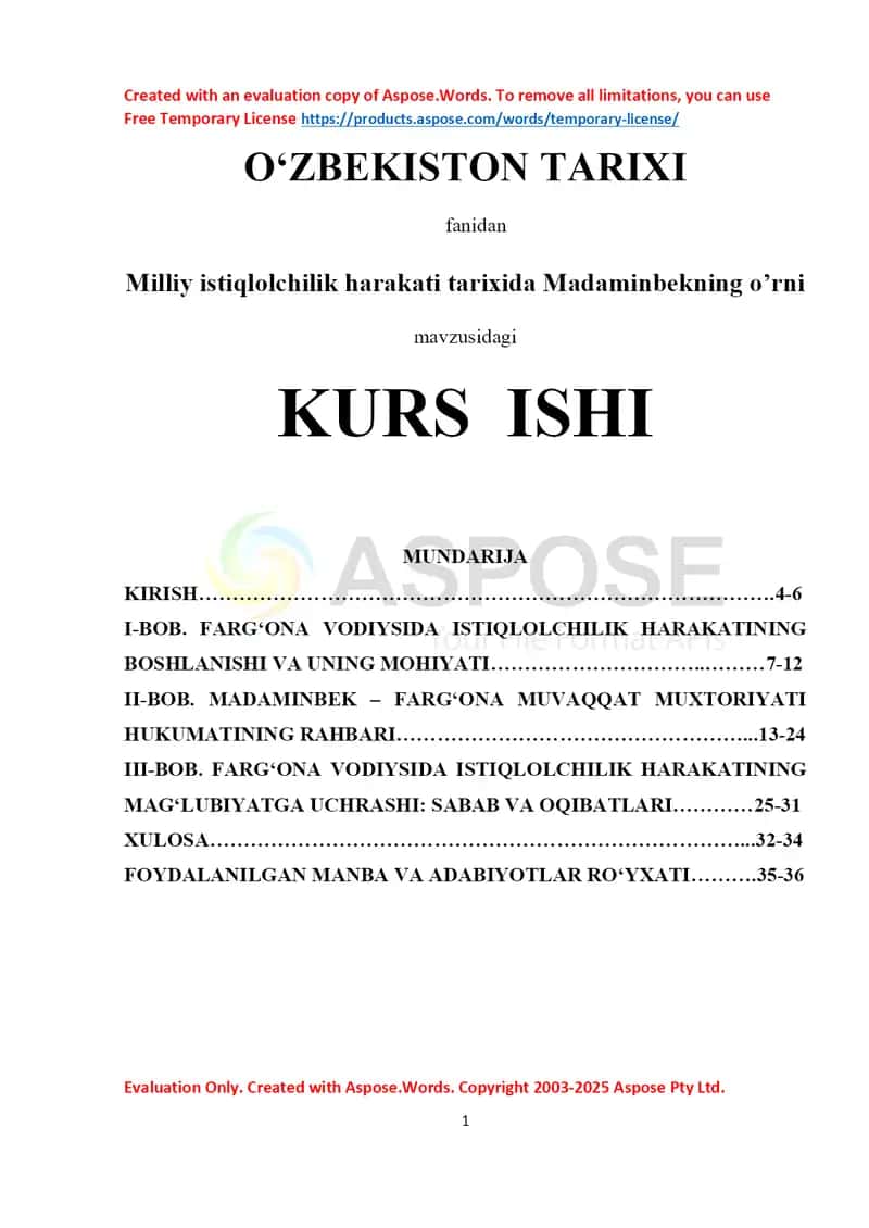 Milliy istiqlolchilik harakati tarixida Madaminbekning o’rni 1