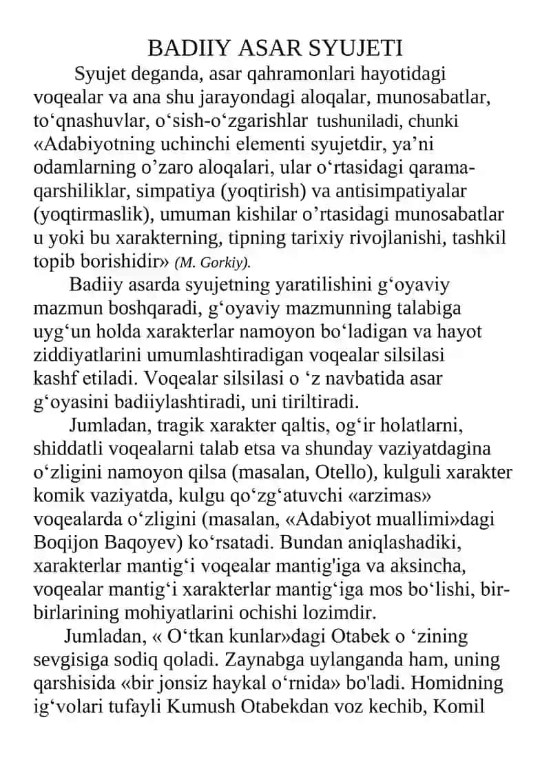 Badiiy asar syujeti