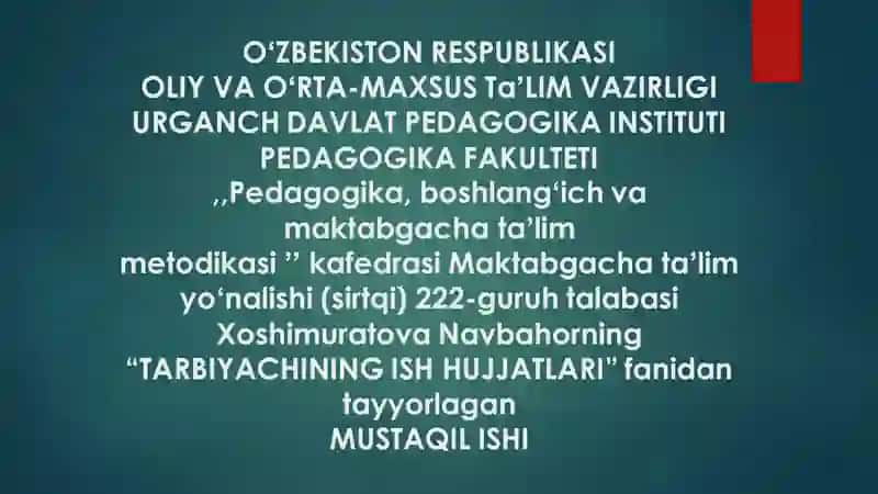 Bolalar davomatini qayd etish daftari 1