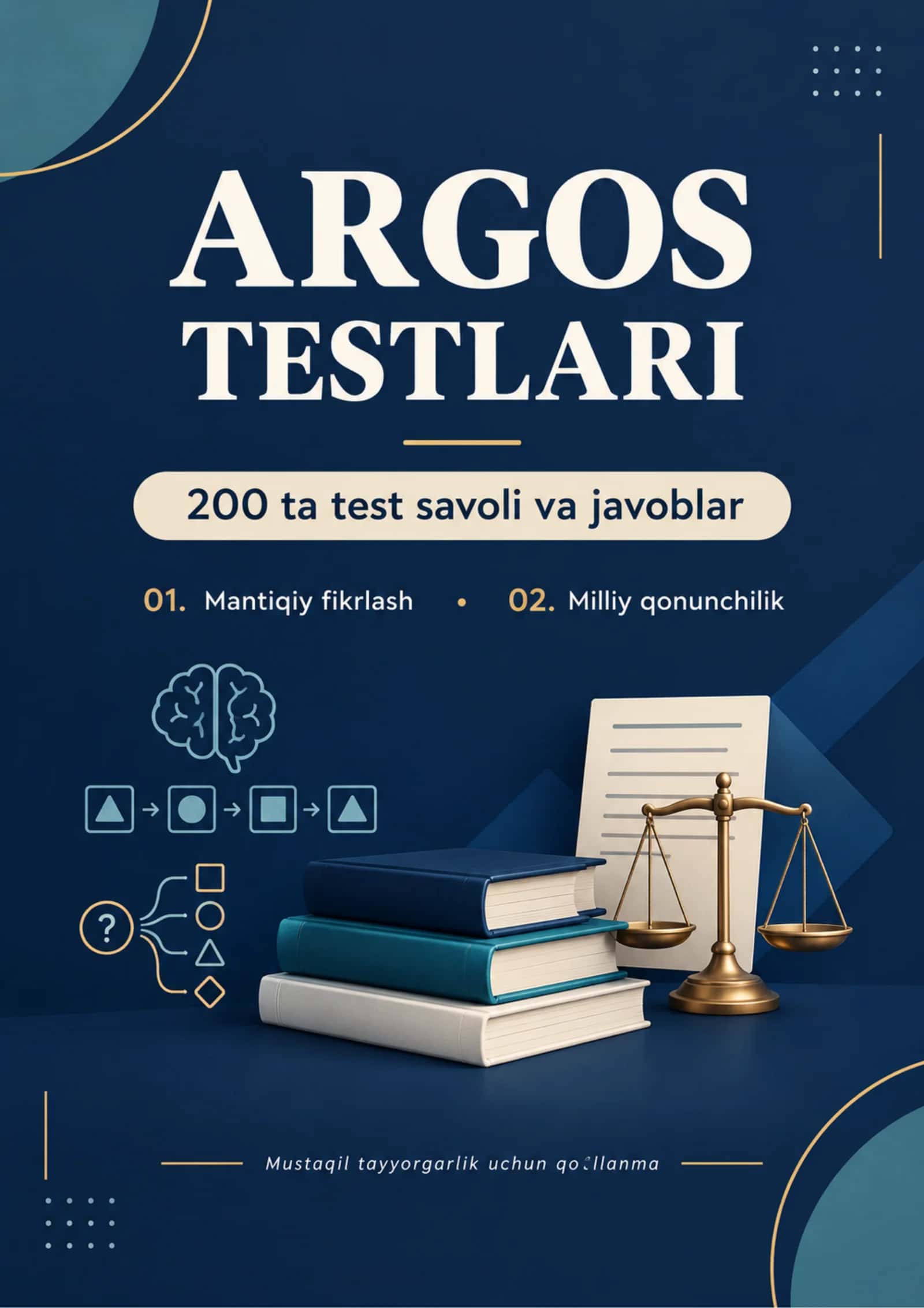 ARGOS 200 TA TEST SAVOLI VA JAVOBLAR - Mantiqiy fikrlash,  Milliy qonunchilik 1