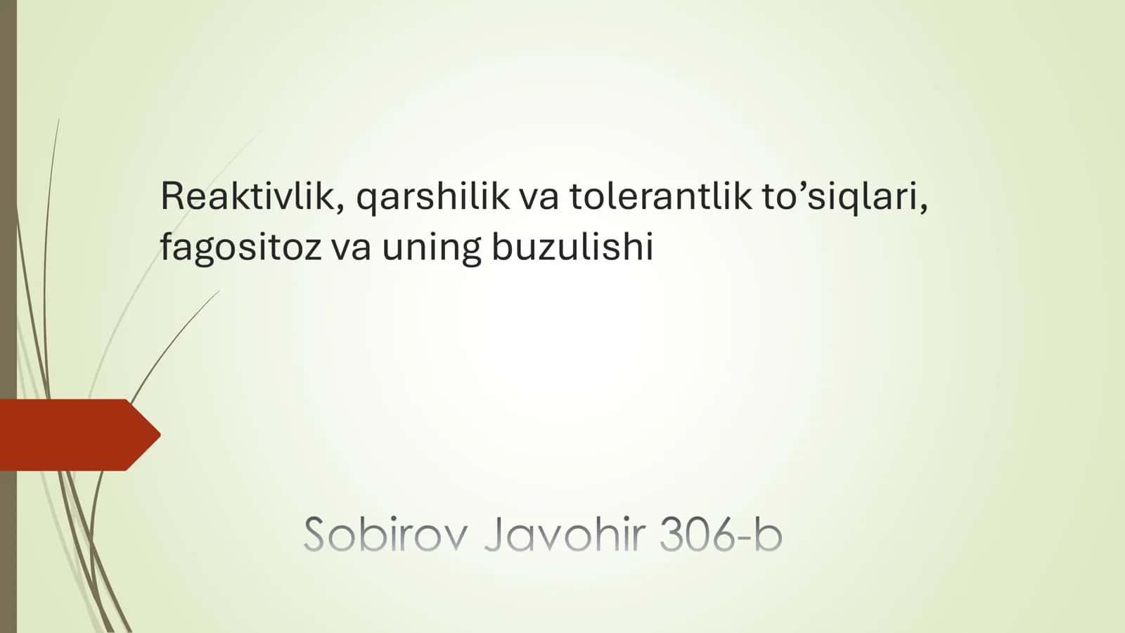 Reaktivlik, qarshilik va tolerantlik to’siqlari 1