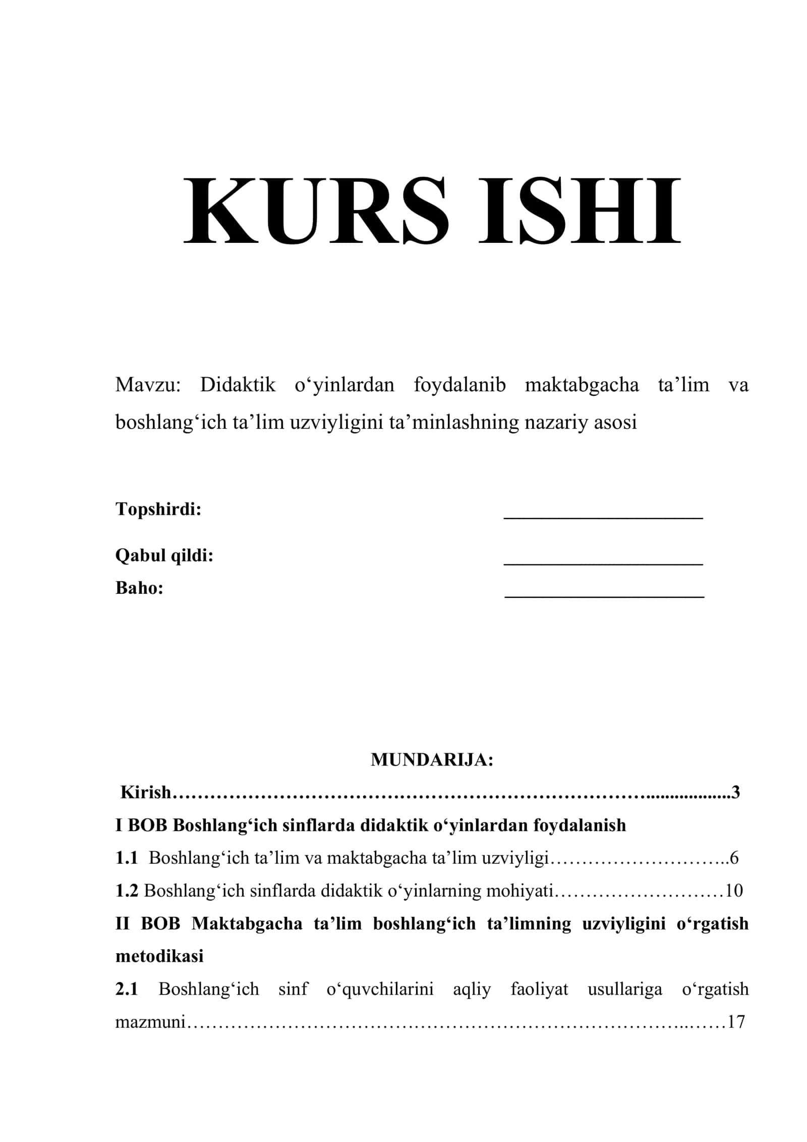 Didaktik o‘yinlardan foydalanib maktabgacha ta’lim va boshlang‘ich ta’lim uzviyligini ta’minlashning nazariy asosi 1