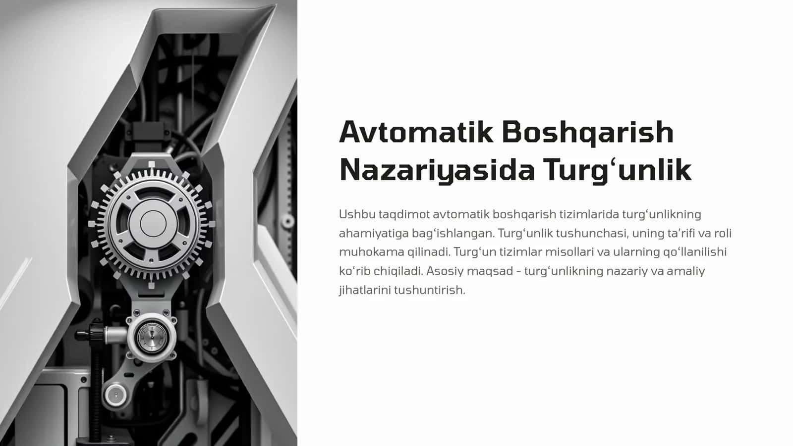 Avtomatik Boshqarish Nazariyasida Turg'unlik 1