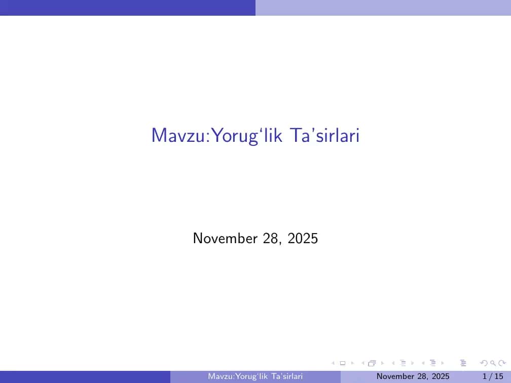Yorug‘lik Ta’sirlari 1