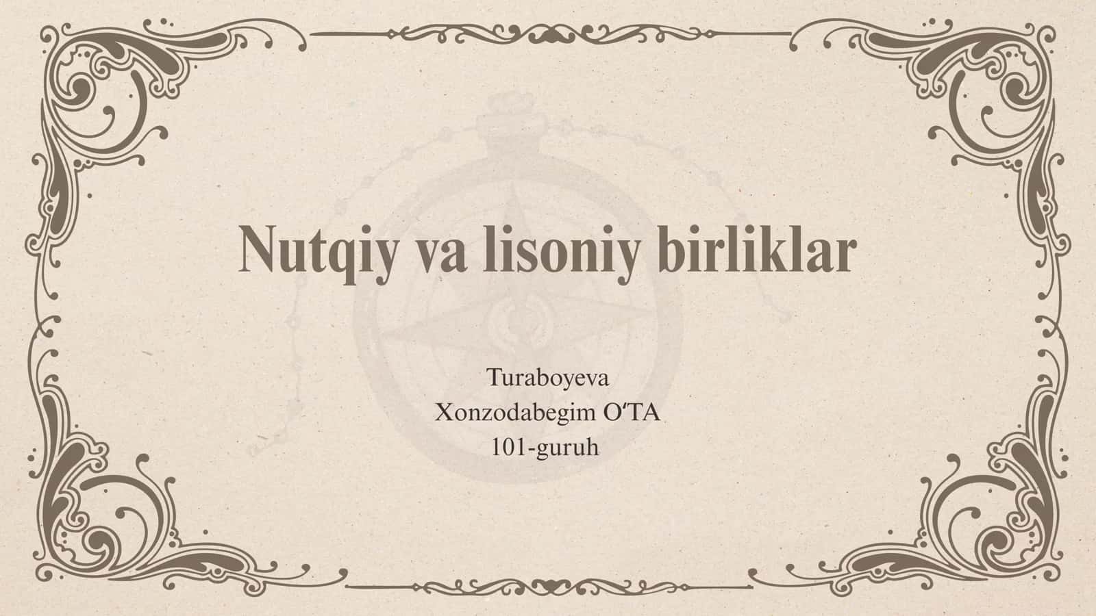 nutqiy va lisoniy birliklar 1