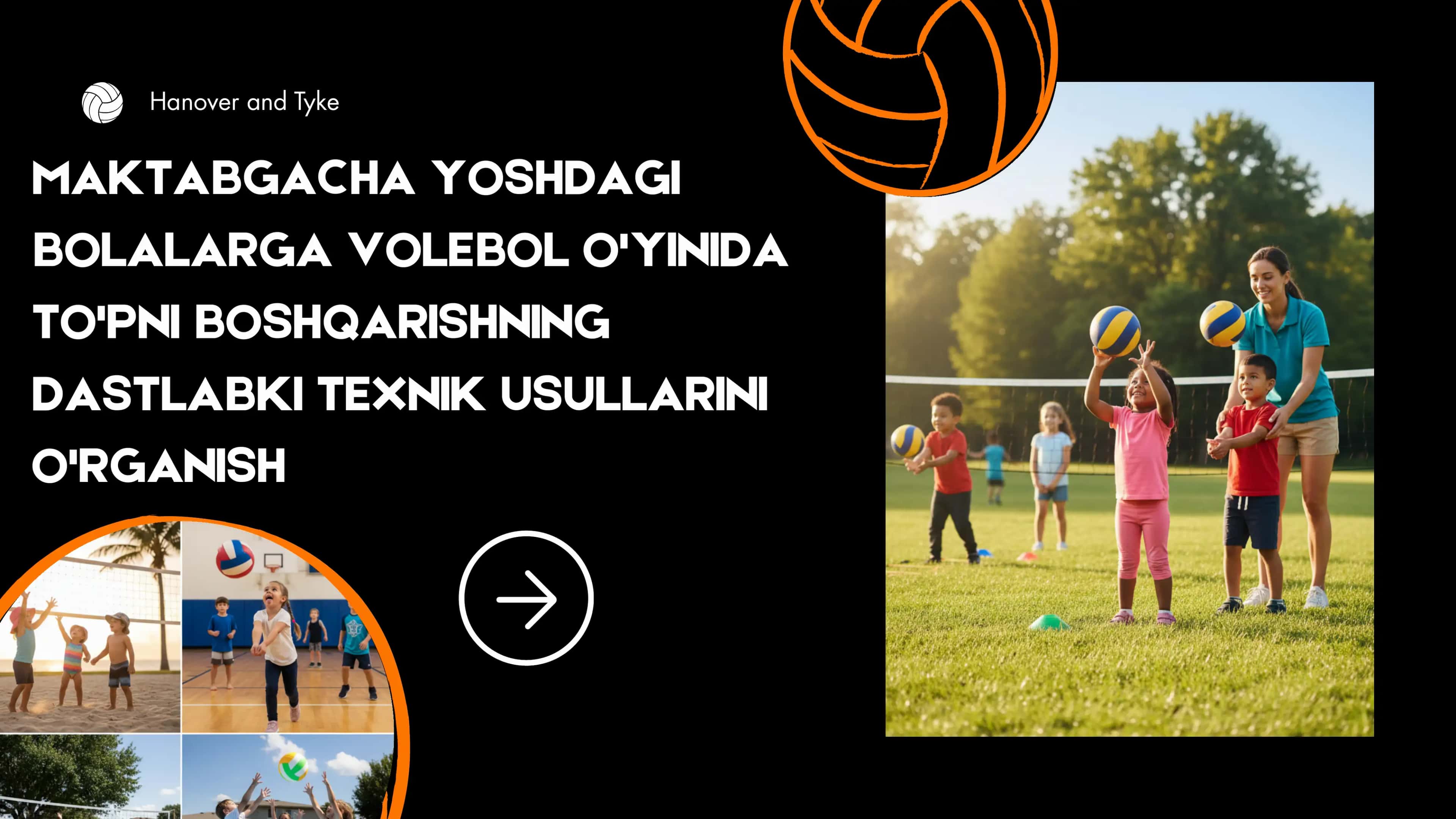 Maktabgacha yoshdagi bolalarga volebol o'yinida to'pni boshqarish 1