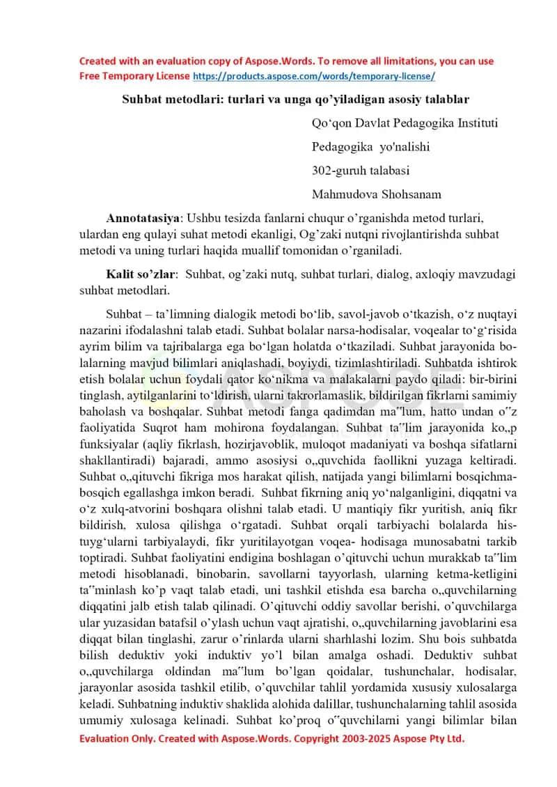 Tezis suhbat metodlari 1