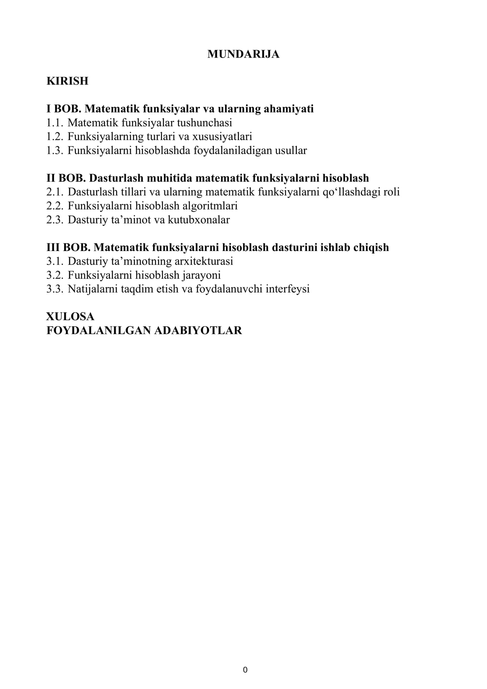 Matematik funksiyalar va ularning ahamiyati 1