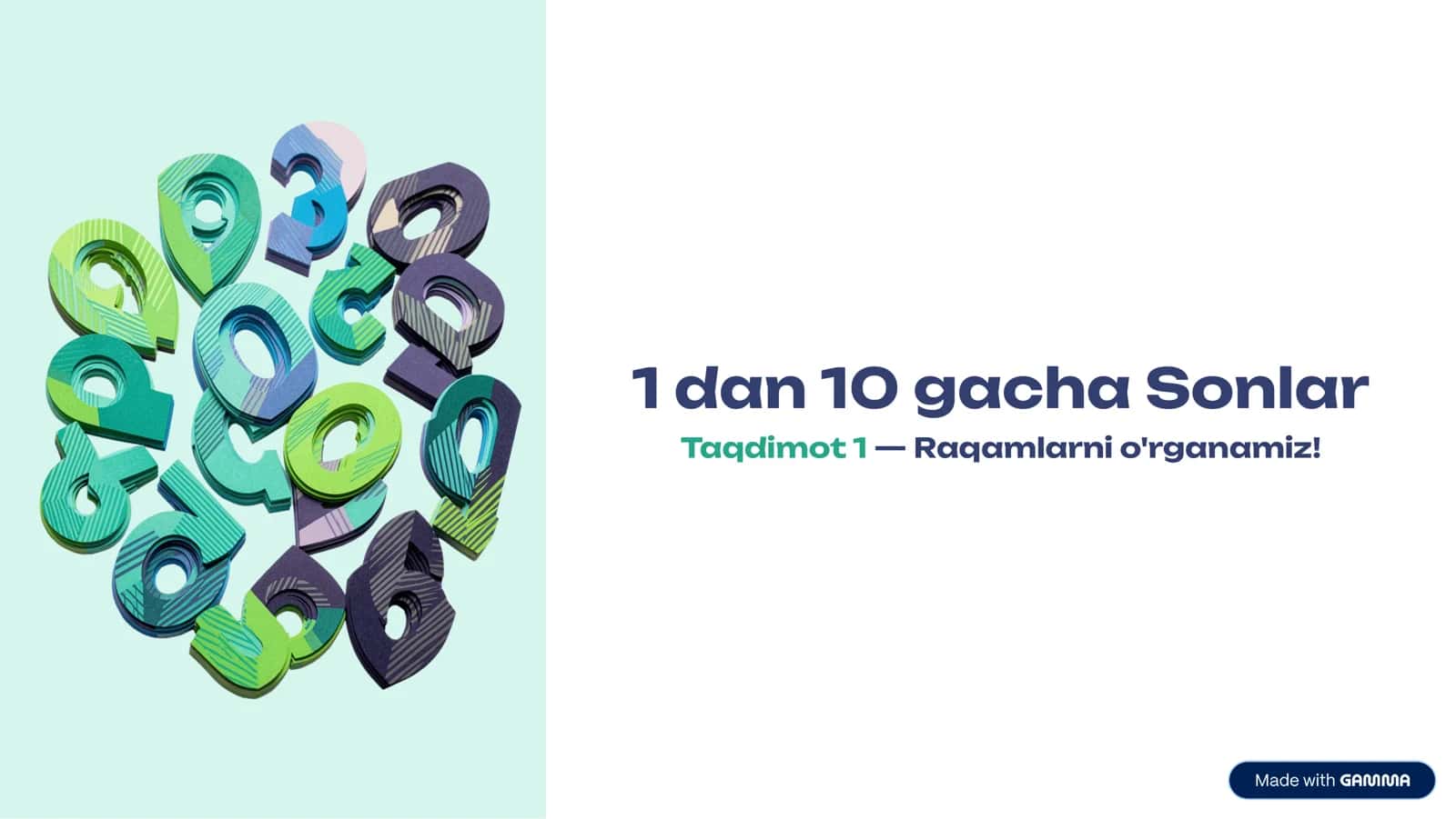 1-SINF MATEMATIKA 1 dan 10 gacha bo‘lgan sonlar 1