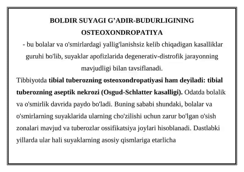 Suyakning Osteoxondropatiyasi
