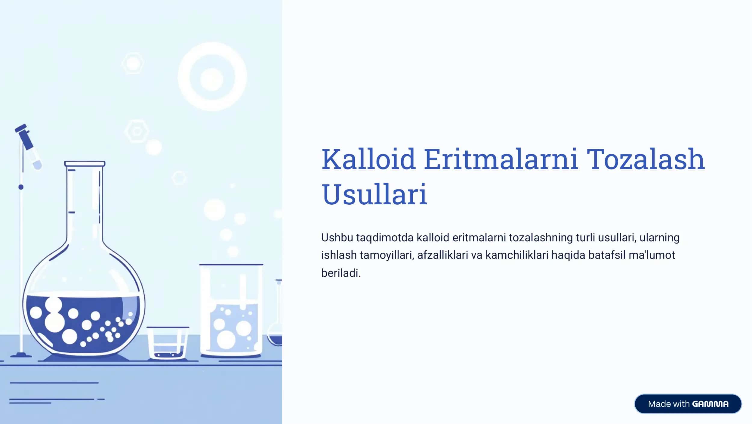Kalloid Eritmalarni Tozalash 1