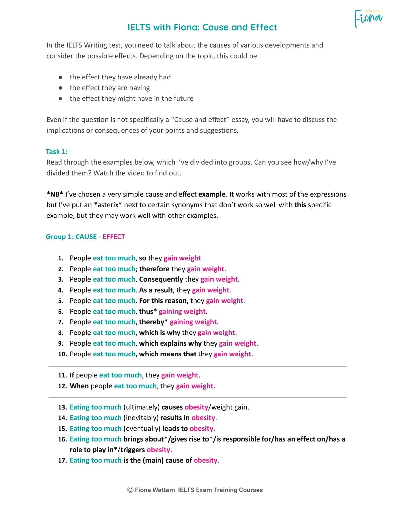 IELTS with Fiona: Cause and Effect 1