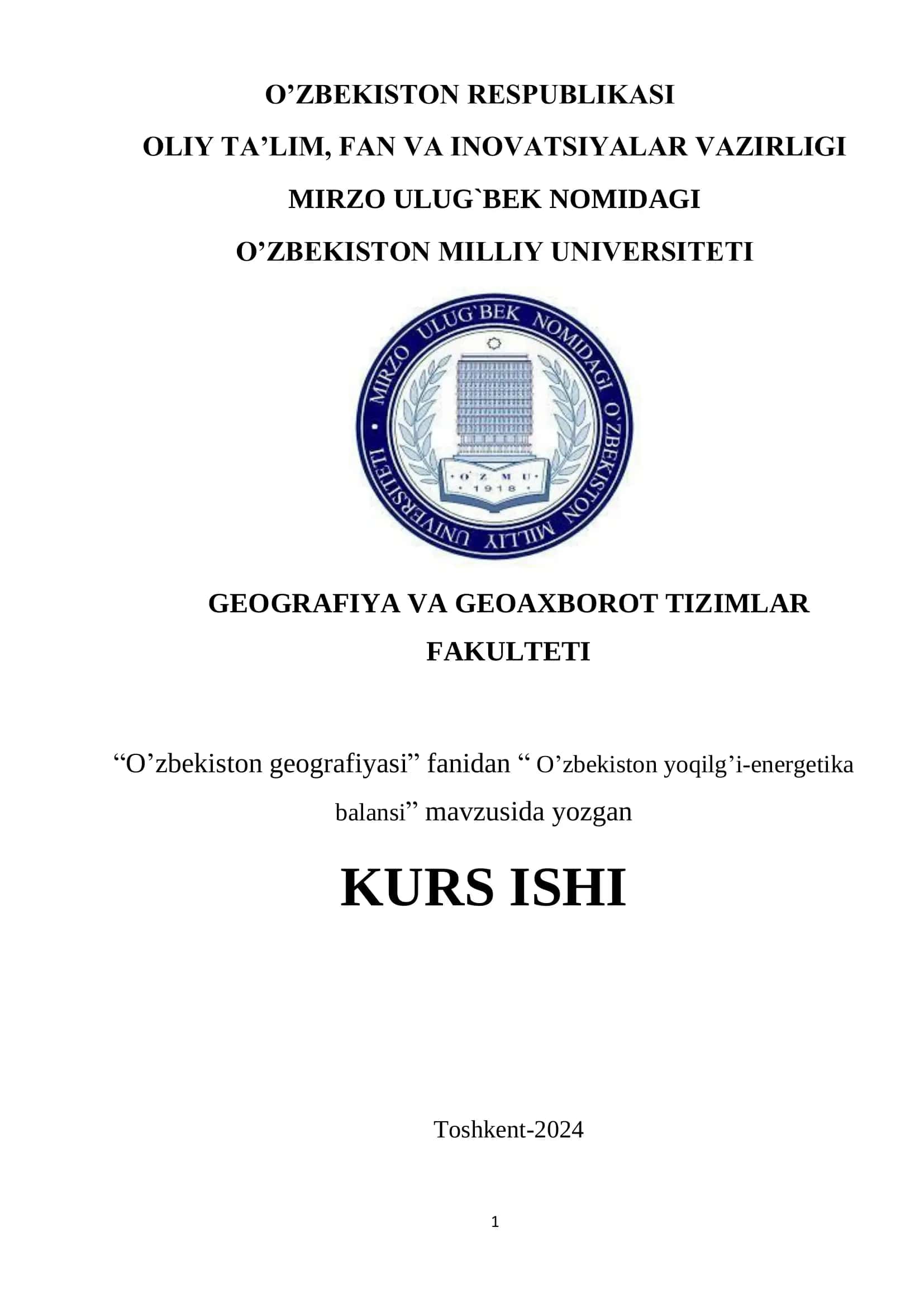 O’zbekiston yoqilg’i-energetika balansi 1