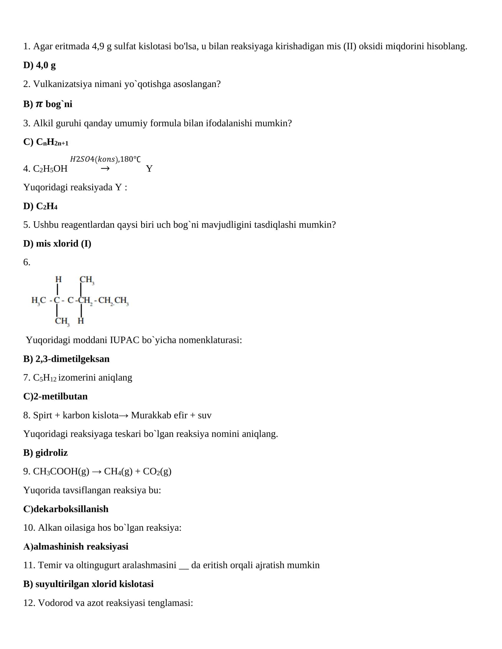 Alkil guruhi umumiy formula bilan ifodalanishi 1