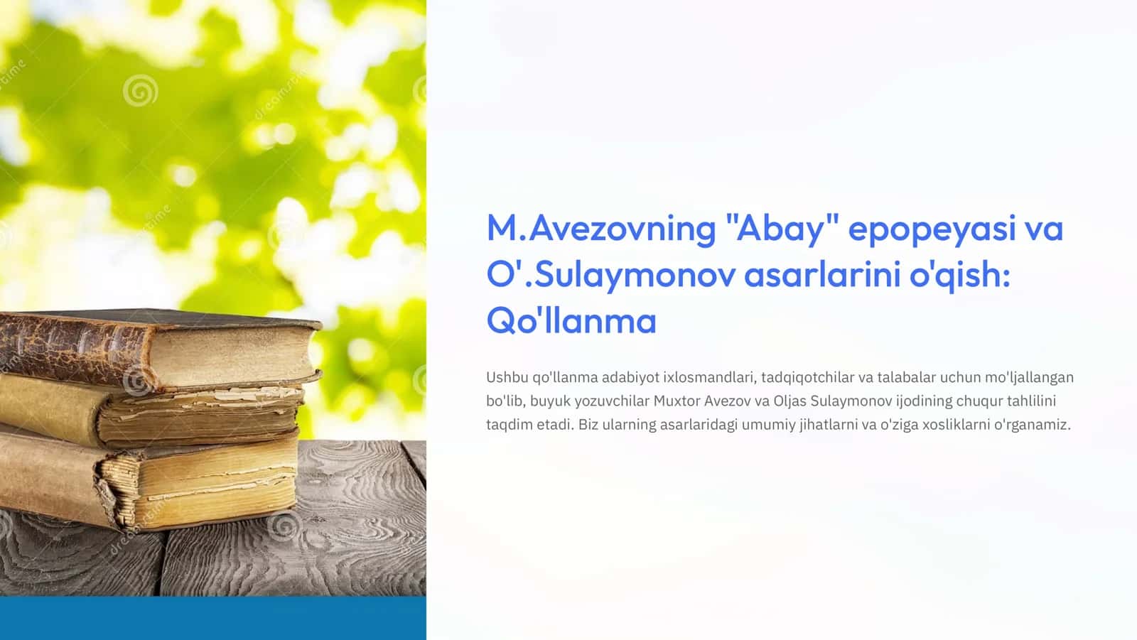 M.Avezovning Abay epopeyasi va O'.Sulaymonov asarlarini o'qish 1