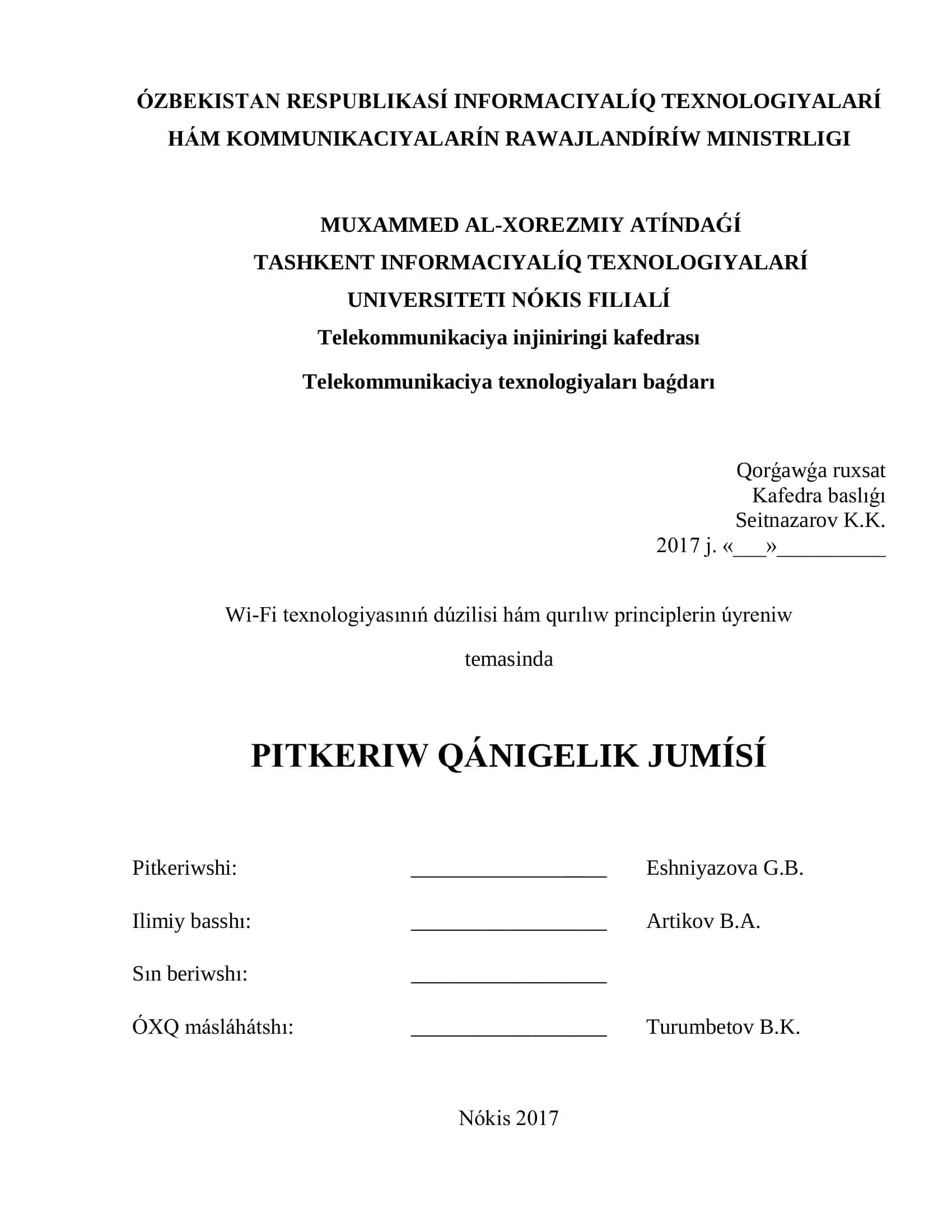 Wi-Fi texnologiyasınıń dúzilisi hám qurılıw principlerin úyreniw 1