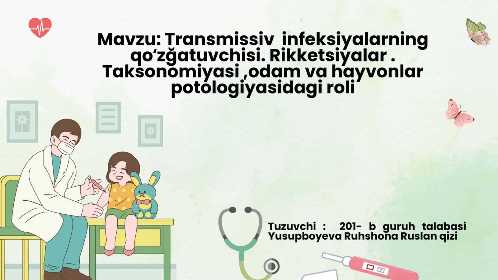 Transmissiv infeksiyalarning qoʻzğatuvchisi. Rikketsiyalar. Taksonomiyasi,odam va hayvonlar potologiyasidagi roli 1