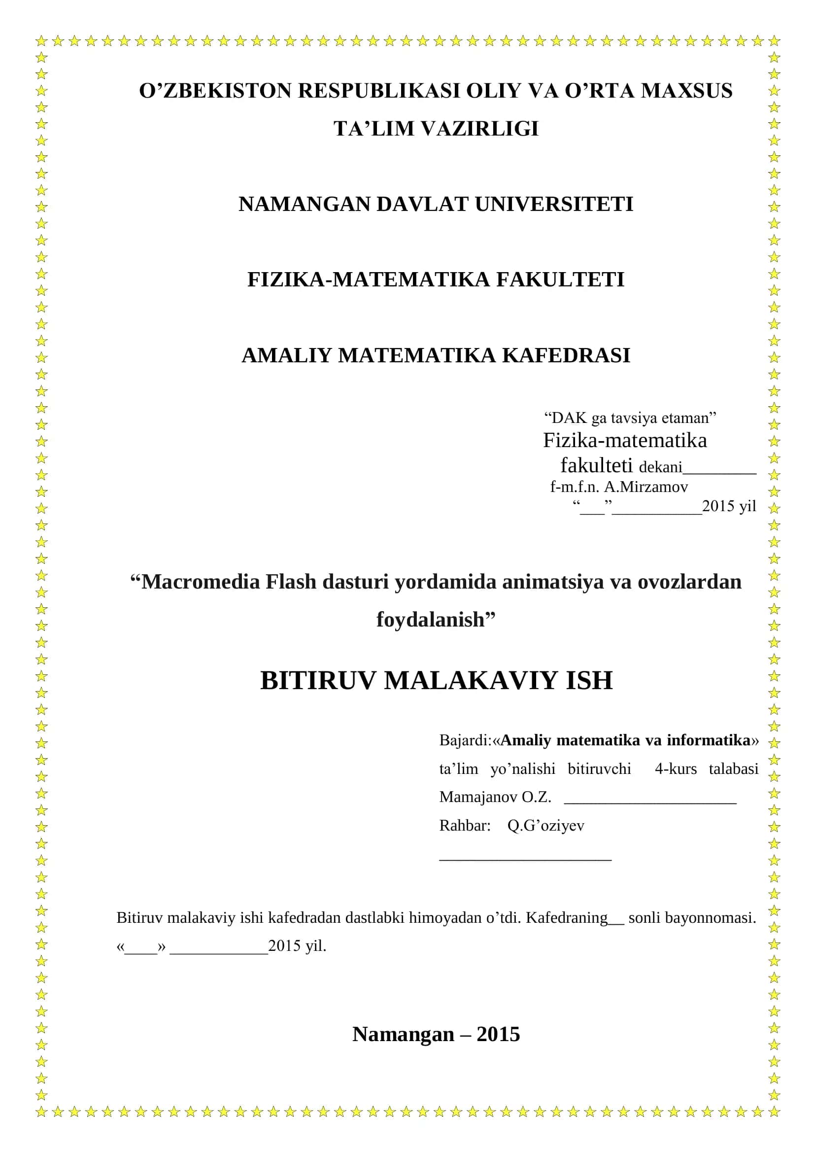 Macromedia Flash dasturi yordamida animatsiya va ovozlardan foydalanish 1