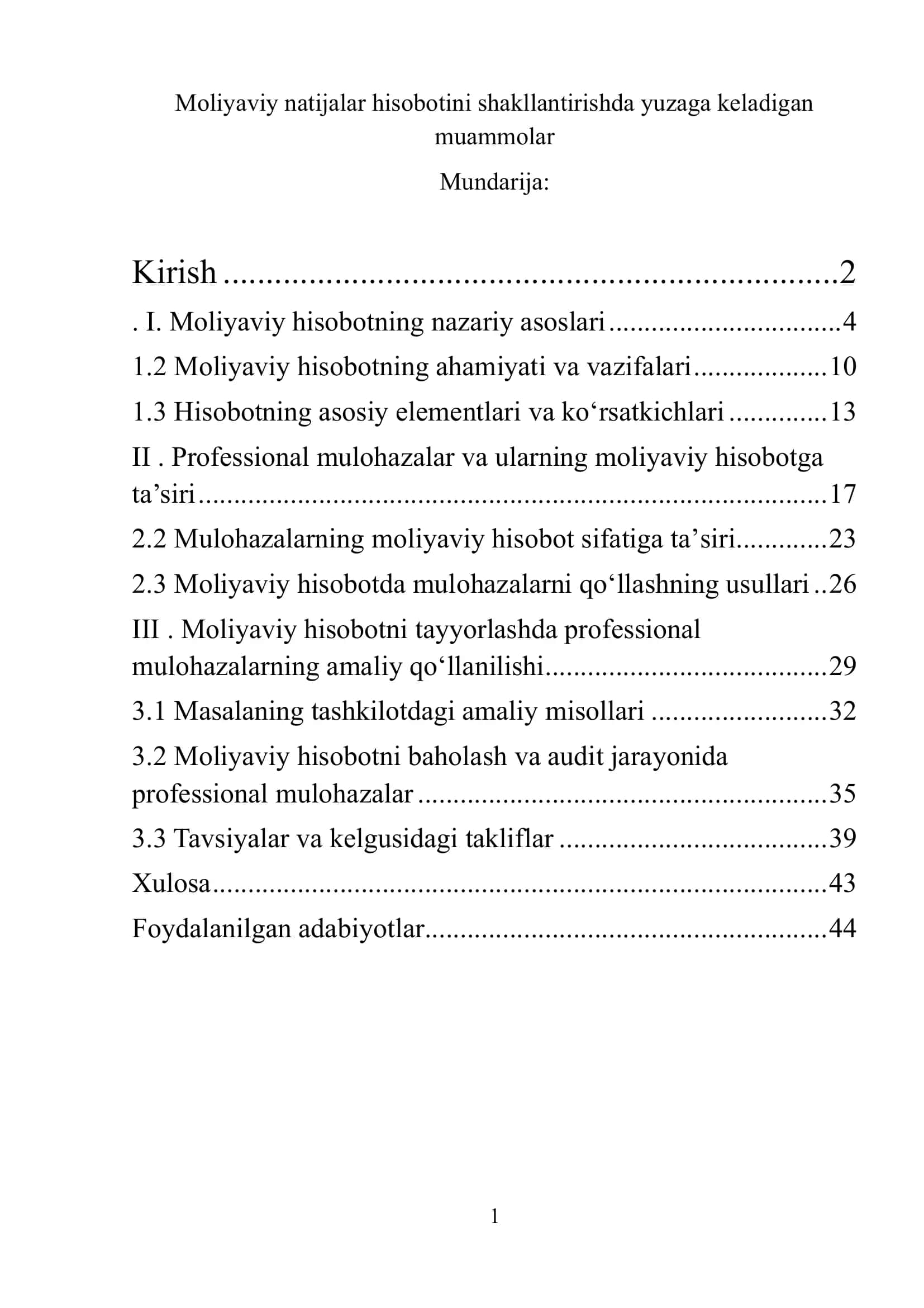 Moliyaviy natijalar hisobotni shakllantirishda yuzaga keladigan muammolar 1