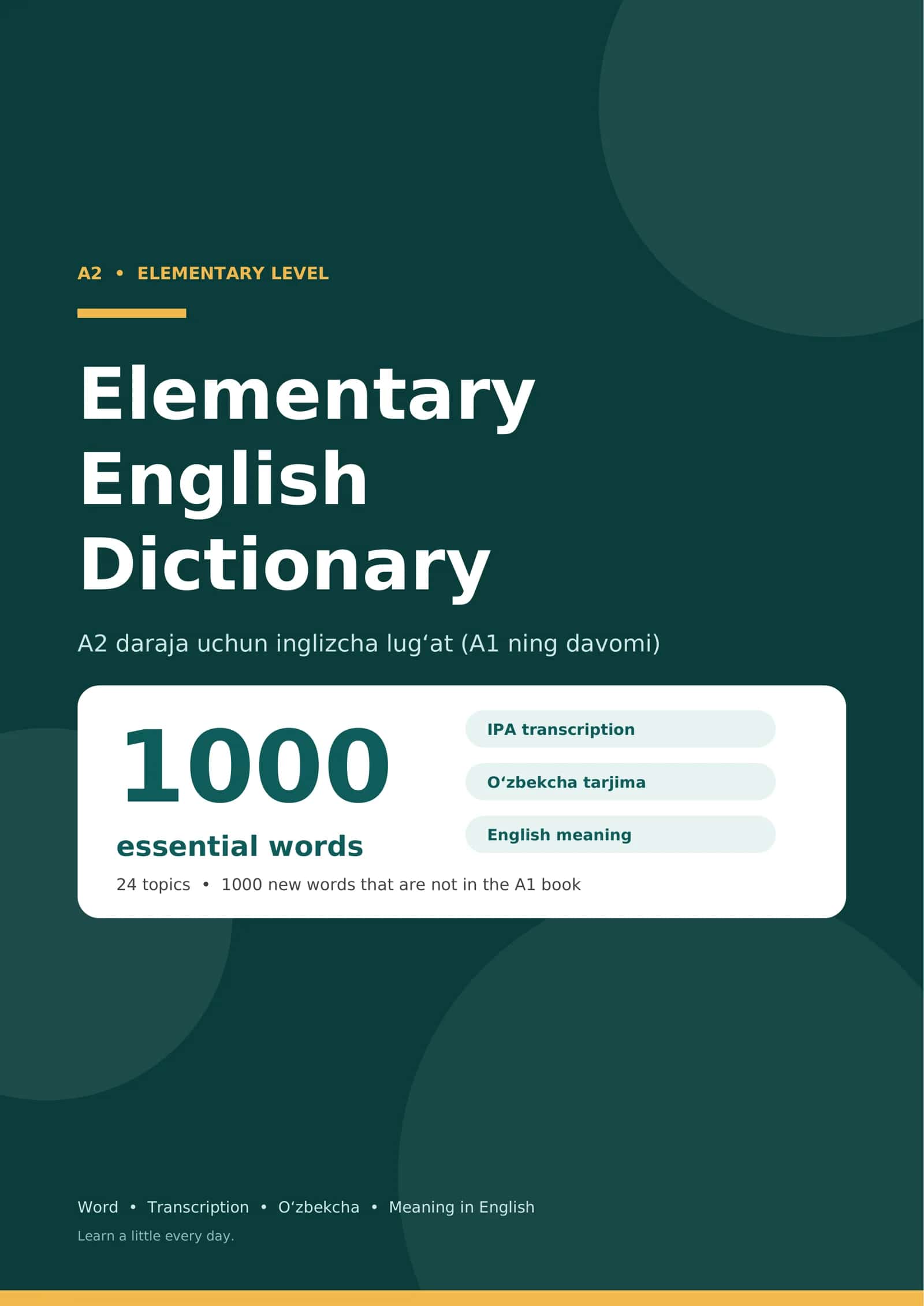 inglizcha lug‘at (Elementary A2) muloqot uchun eng zarur so'zlar to'plami 1