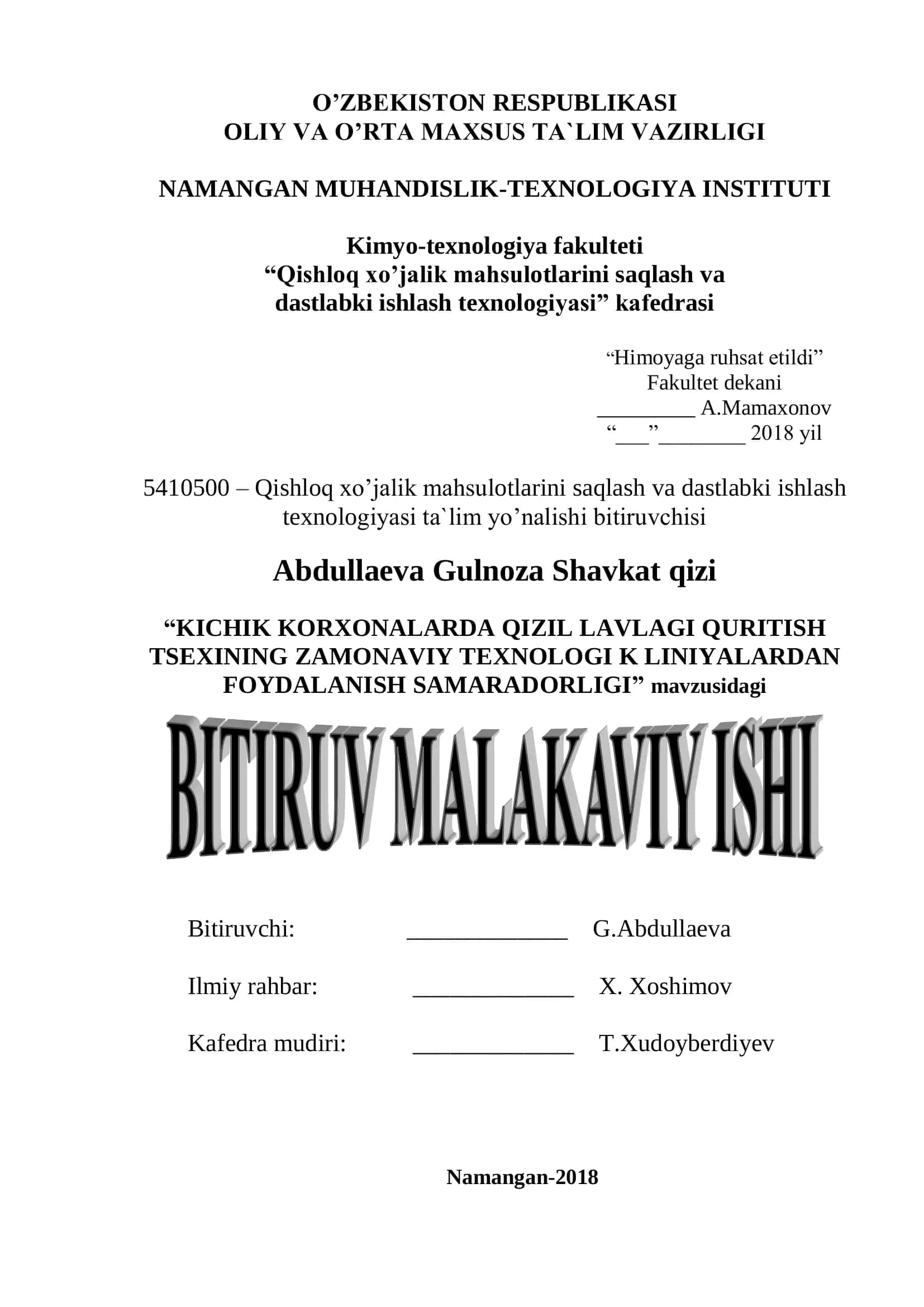 KICHIK KORXONALARDA QIZIL LAVLAGI QURITISH TSEXINING ZAMONAVIY TEXNOLOGI K LINIYALARDAN FOYDALANISH SAMARADORLIGI 1