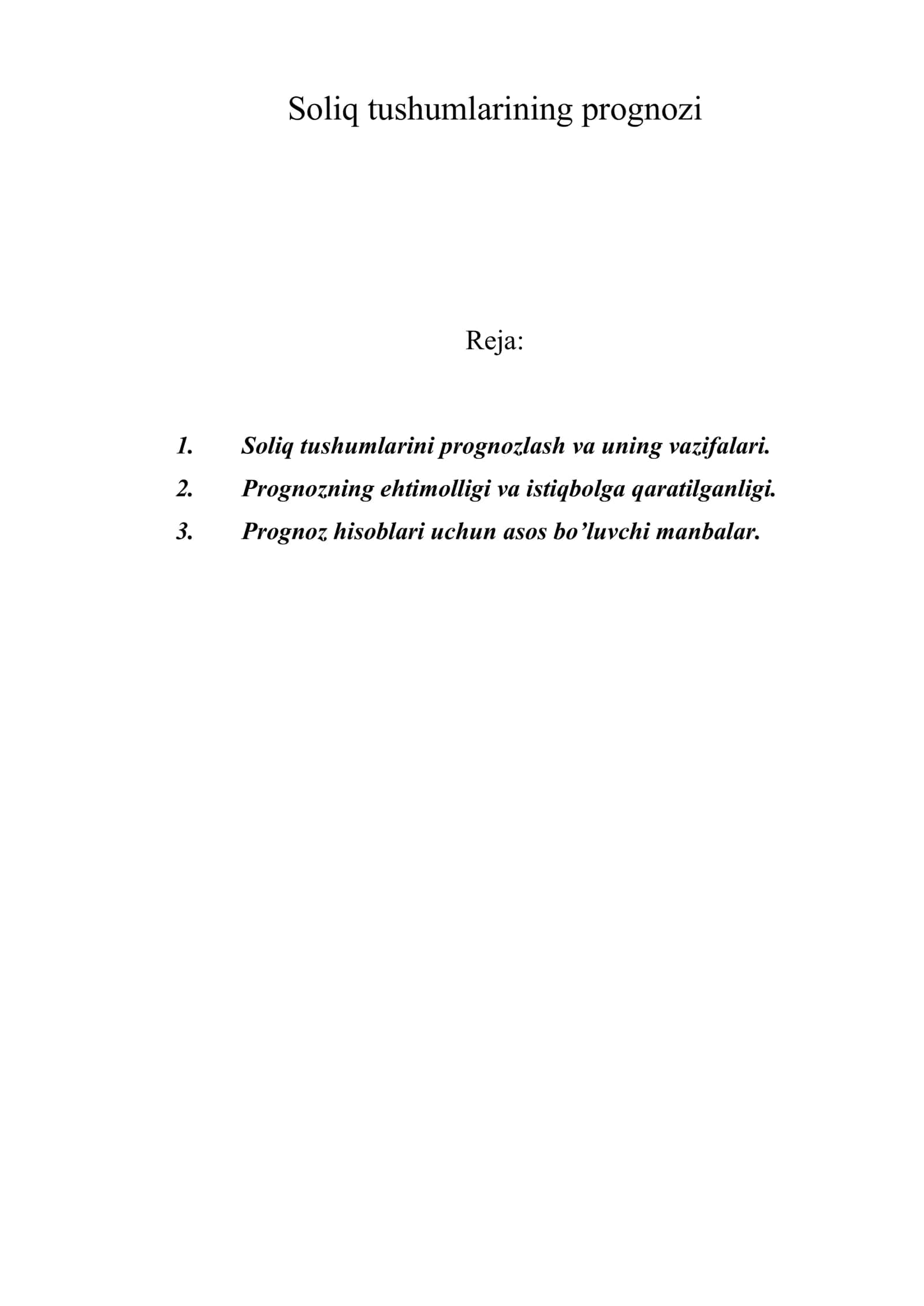 Soliq tushumlarining prognozi 1