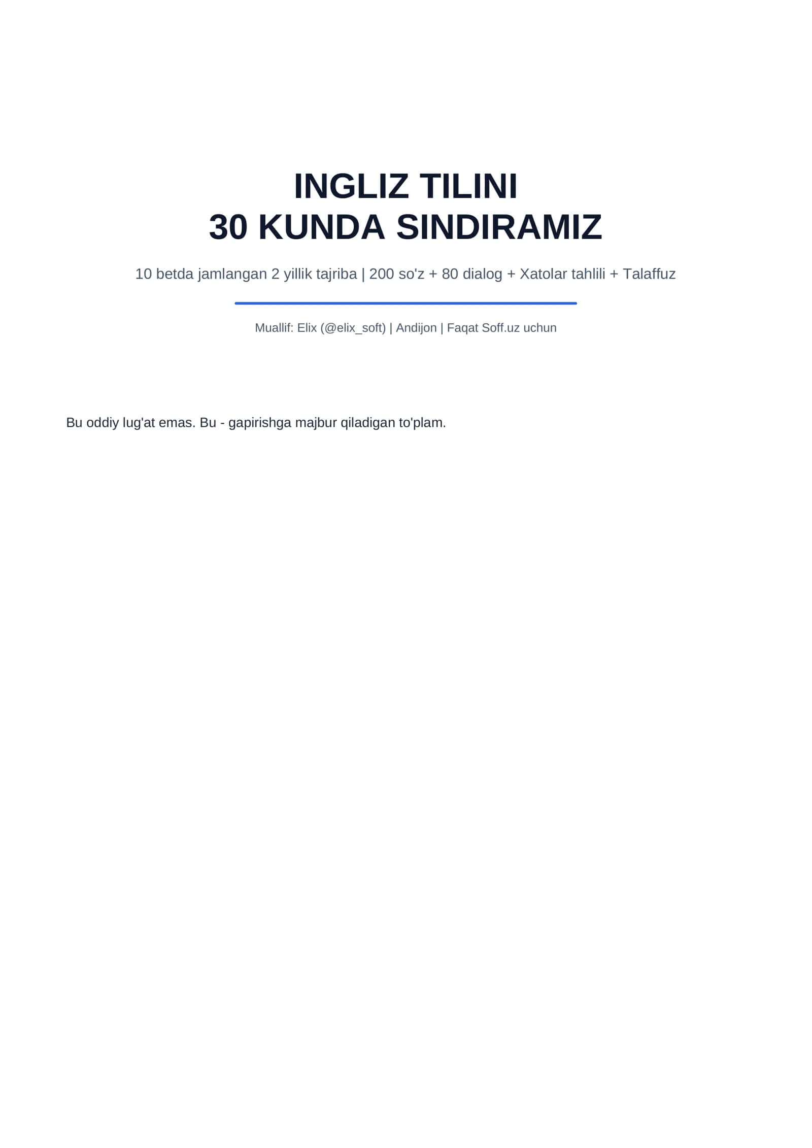 INGLIZ TILINI 30 KUNDA SINDIRAMIZ 1
