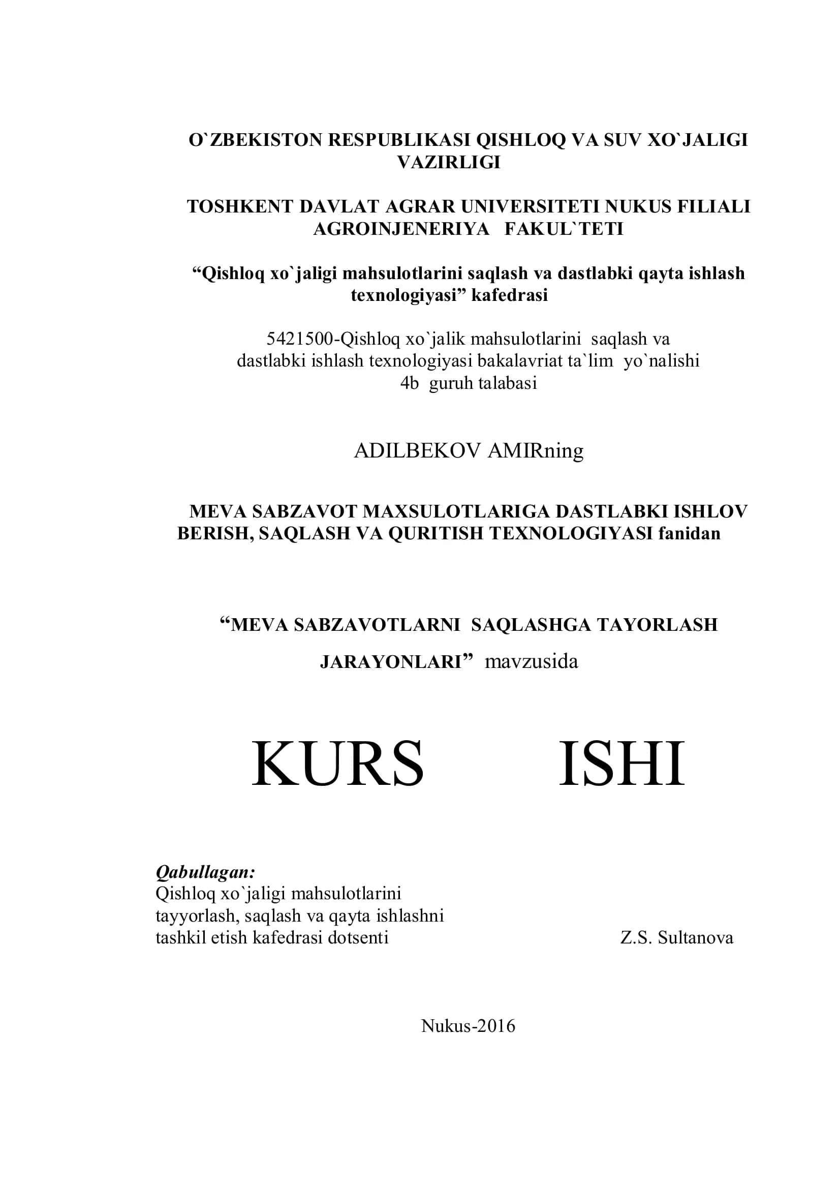 MEVA SABZAVOTLARNI SAQLASHGA TAYORLASH JARAYONLARI 1