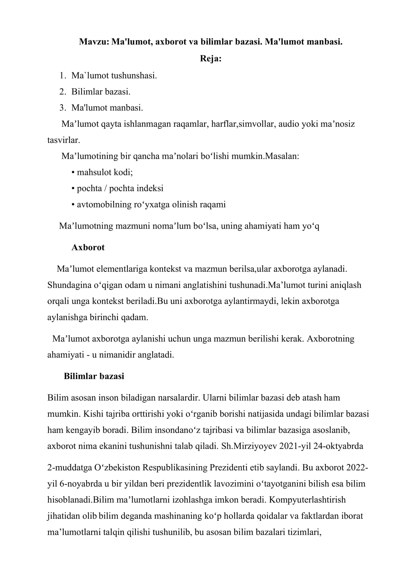 Informatikadan 120 soatlik ma'ruzalar matni 1