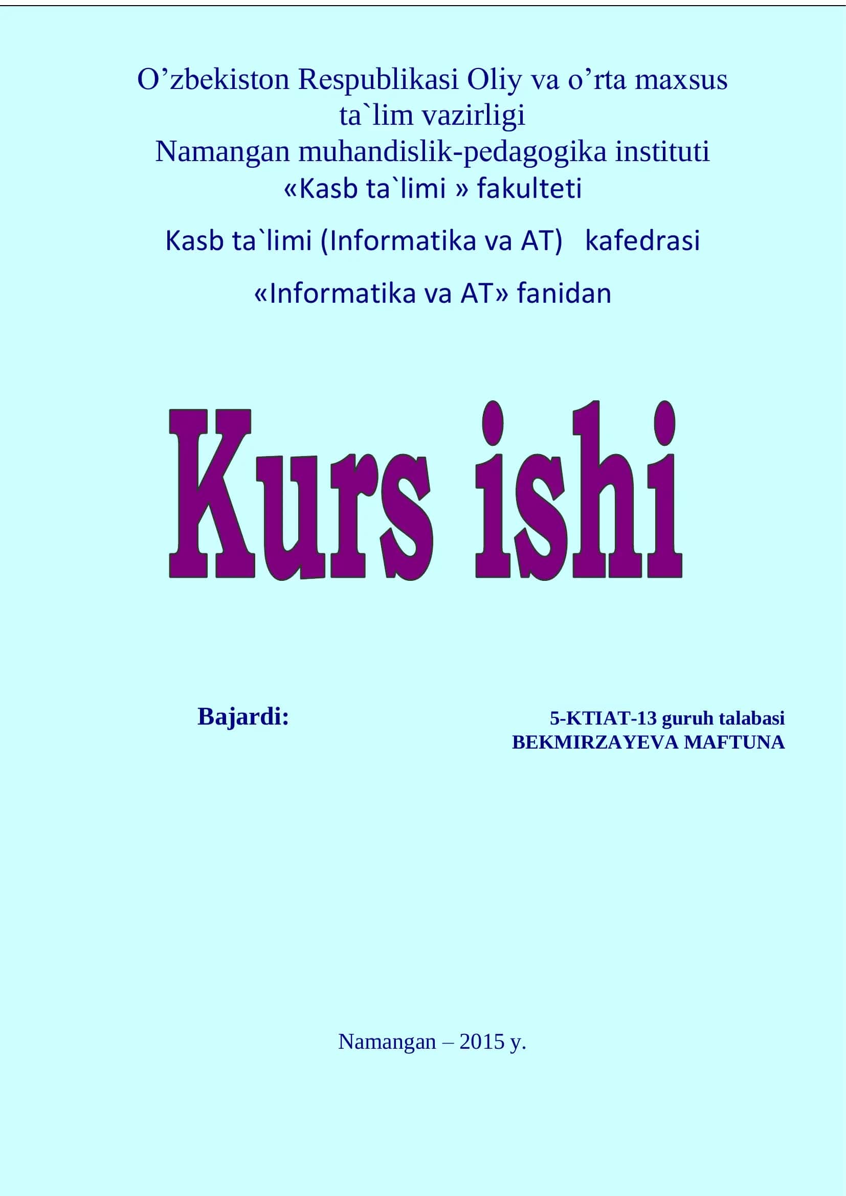 5-KTIAT-13 guruh talabasi - BEKMIRZAYEVA MAFTUNA 1