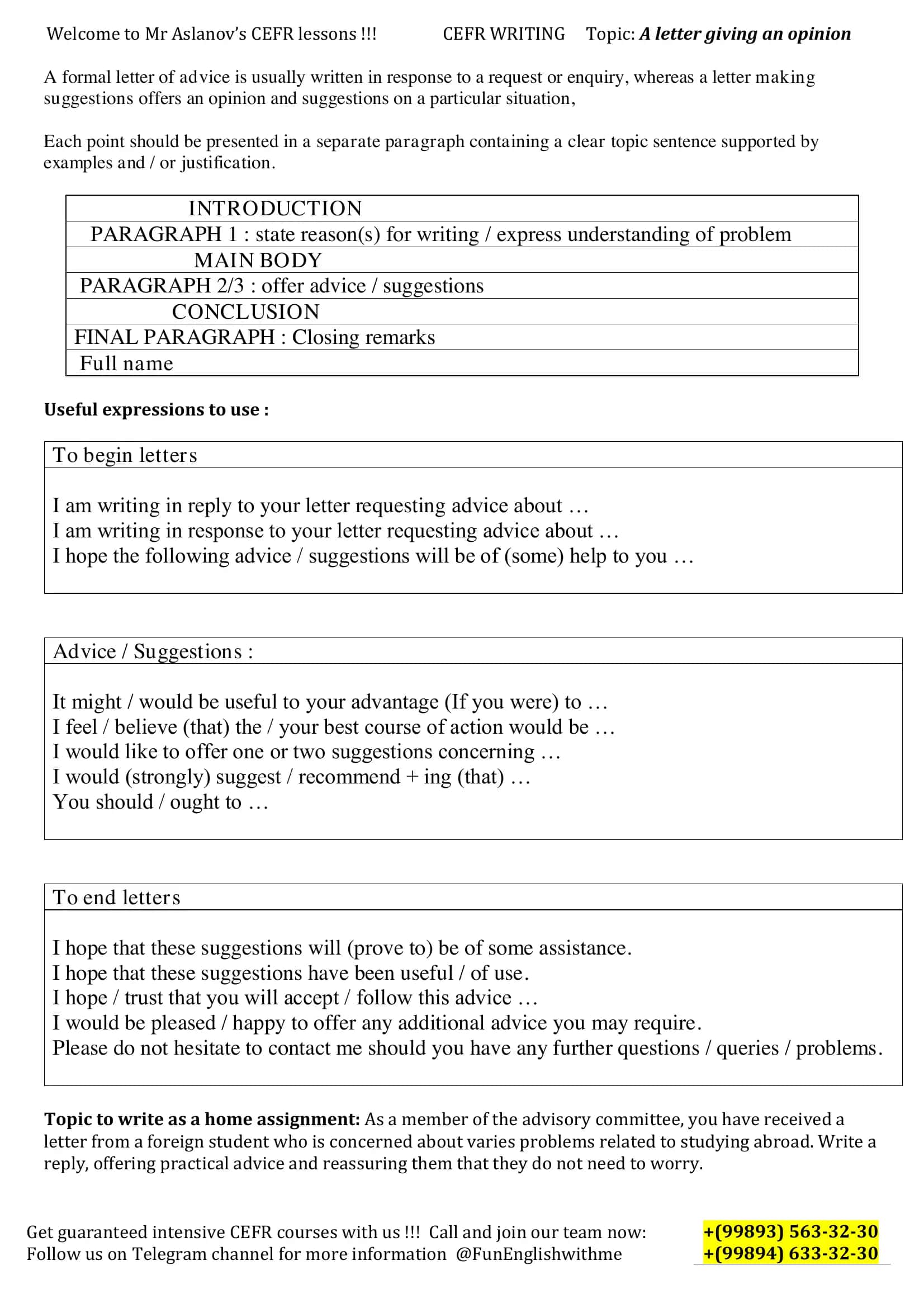 opinion letter cefr writing 1