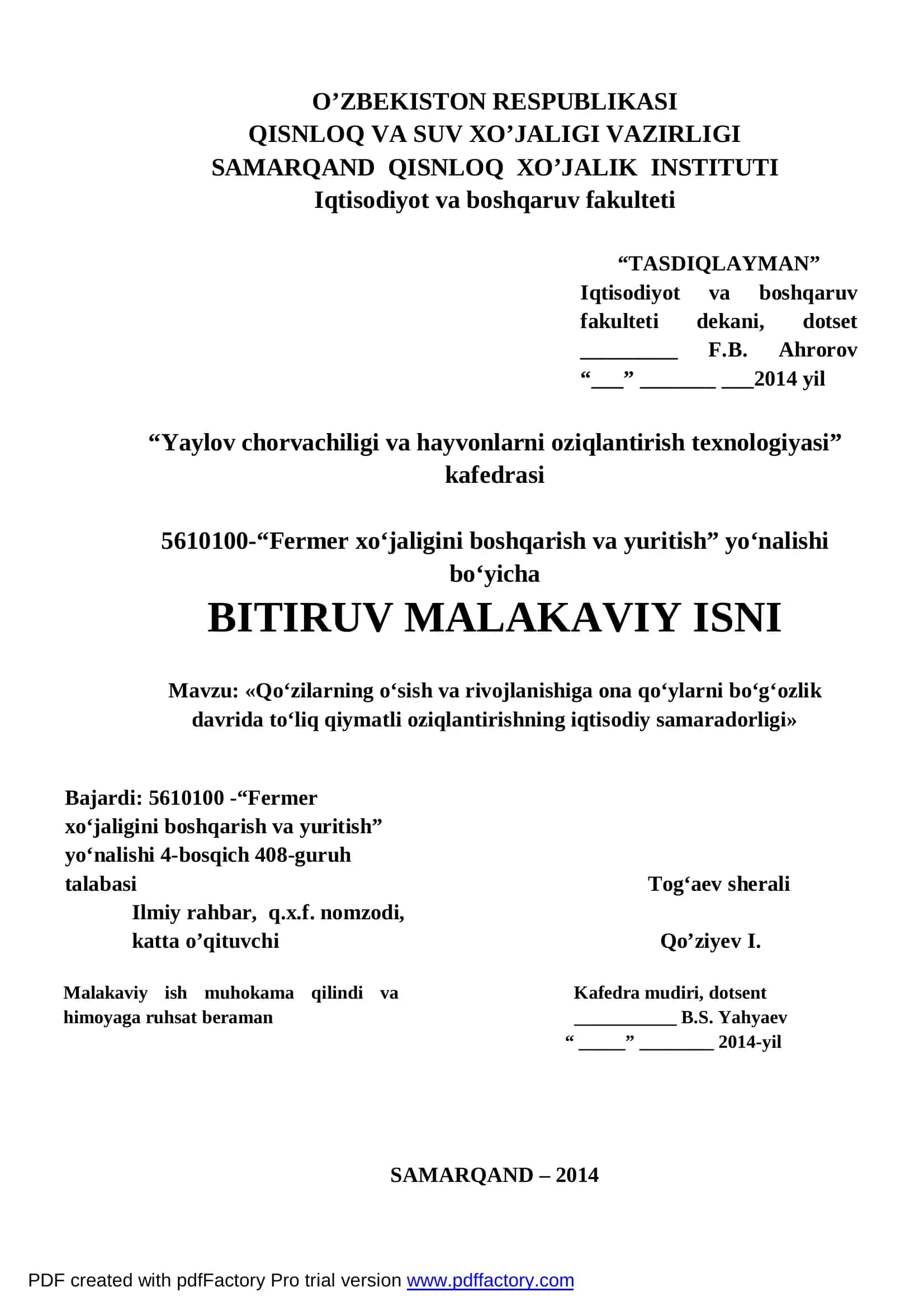 Yaylov chorvachiligi va hayvonlarni oziqlantirish texnologiyasi 1