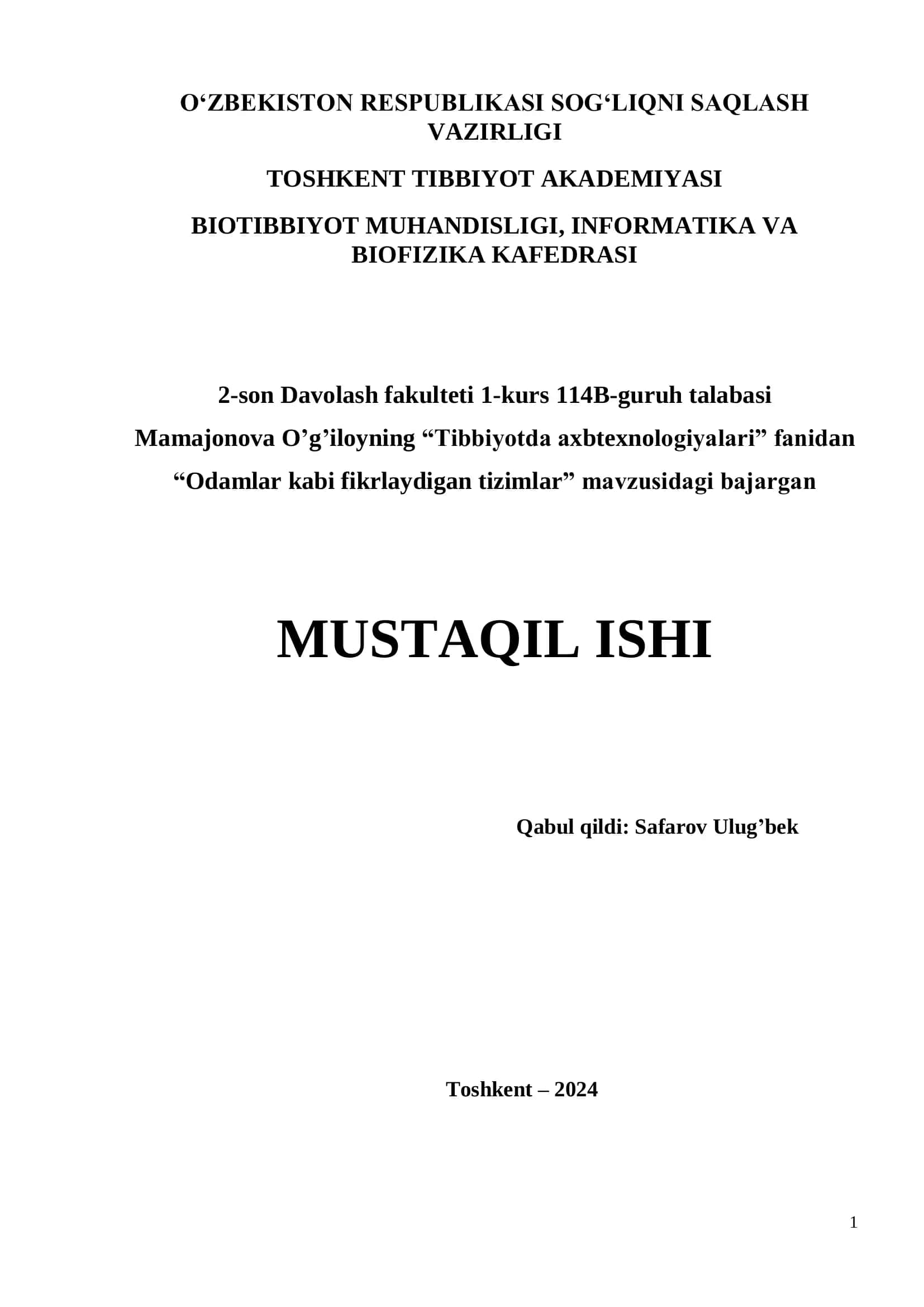 Odamlar kabi fikrlaydigan tizimlar 1