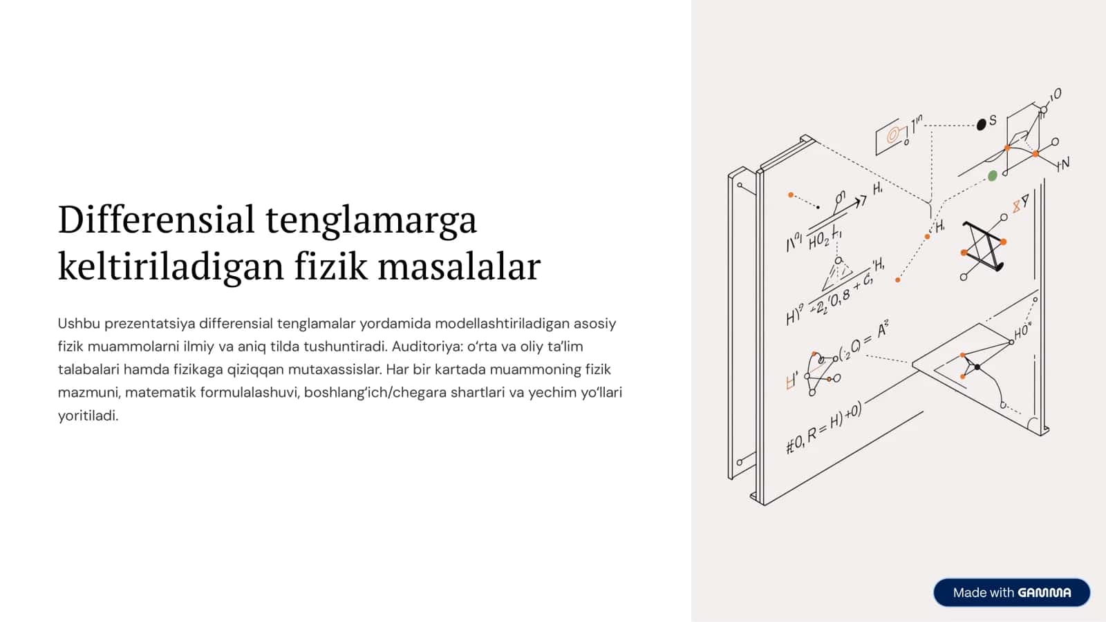 Differensial tenglamalarga keltiriladigan fizik masalalar 1