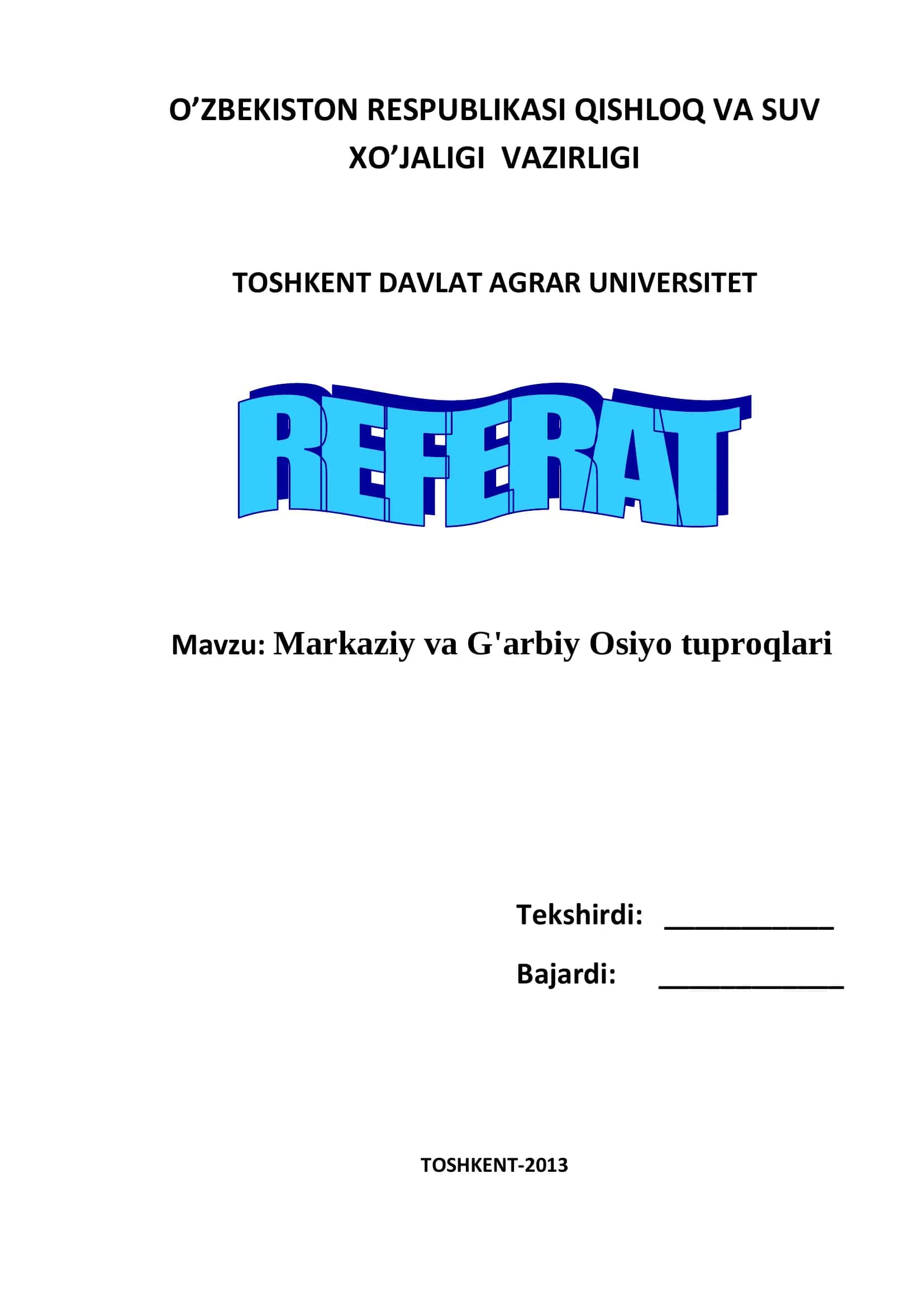 Markaziy va G'arbiy Osiyo tuproqlari 1