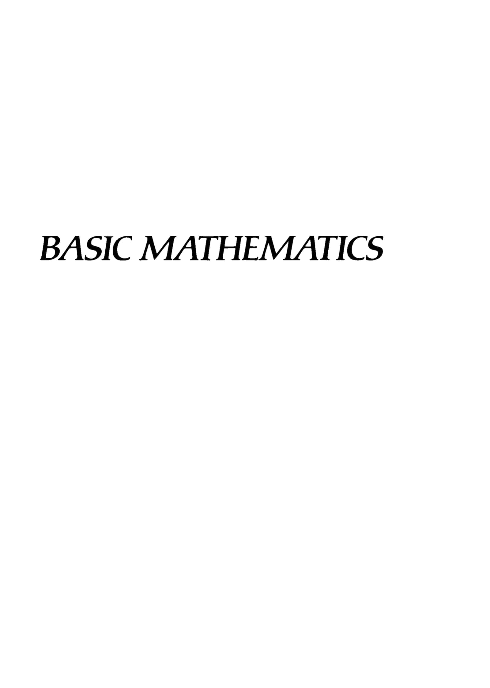 BASIC MATHEMATICS 1