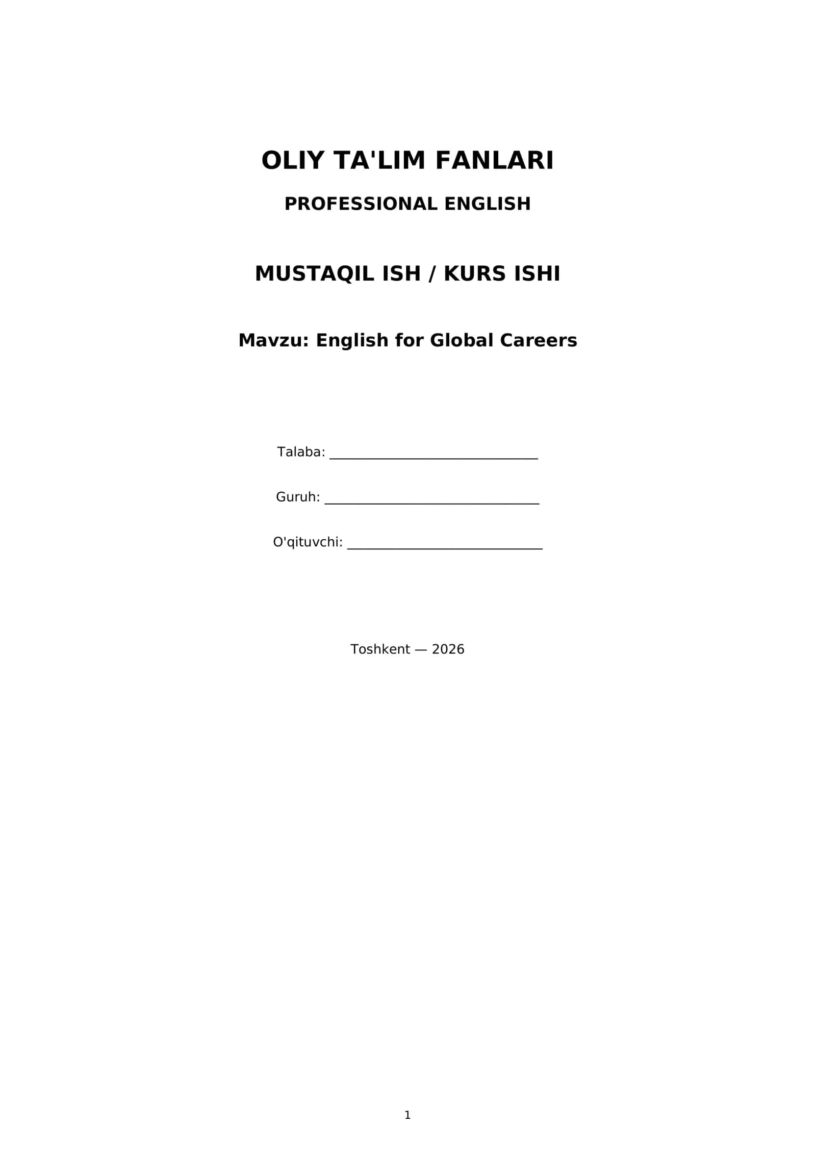 English for Global Careers 1