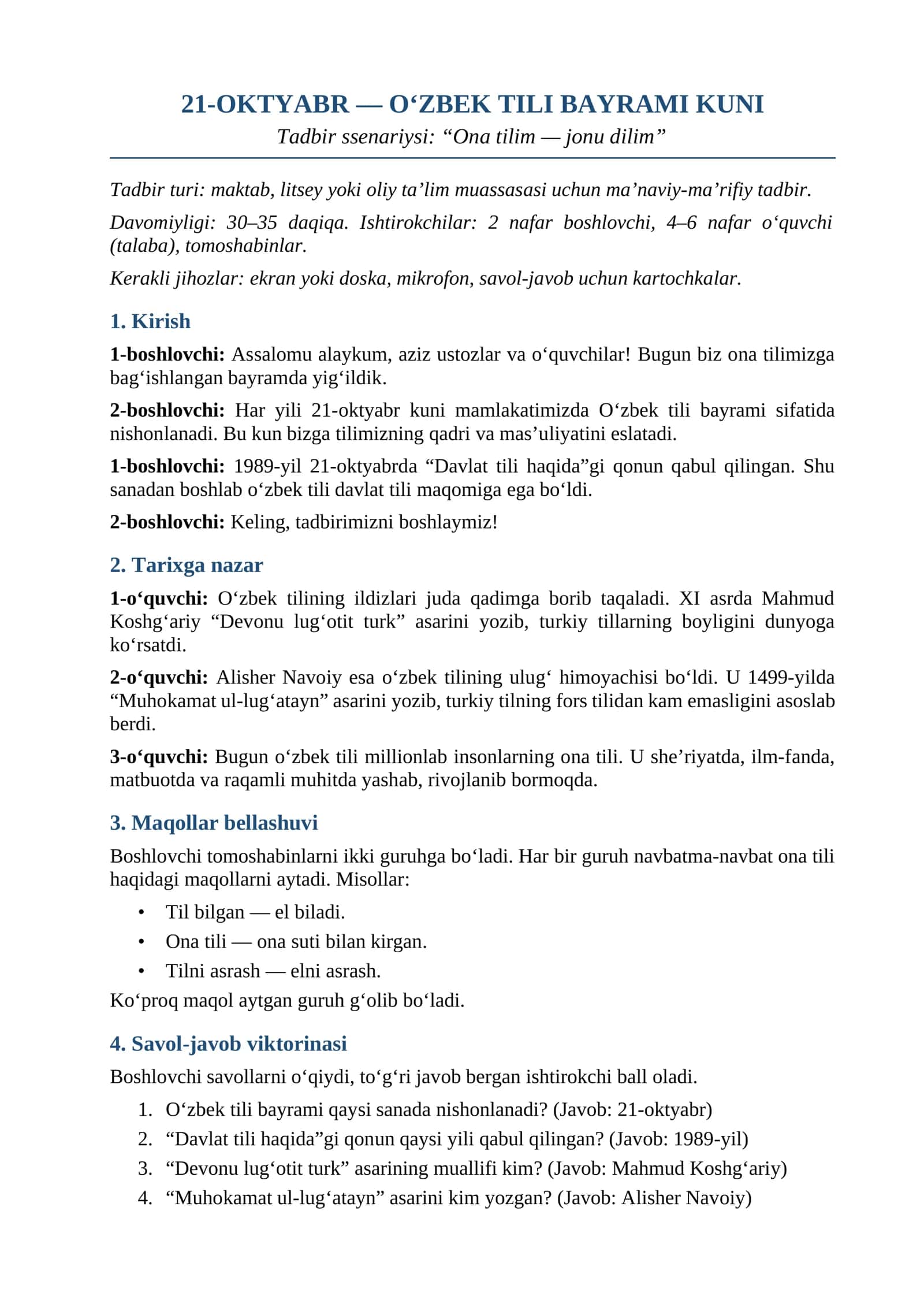 21-OKTYABR — O‘ZBEK TILI BAYRAMI KUNI 1