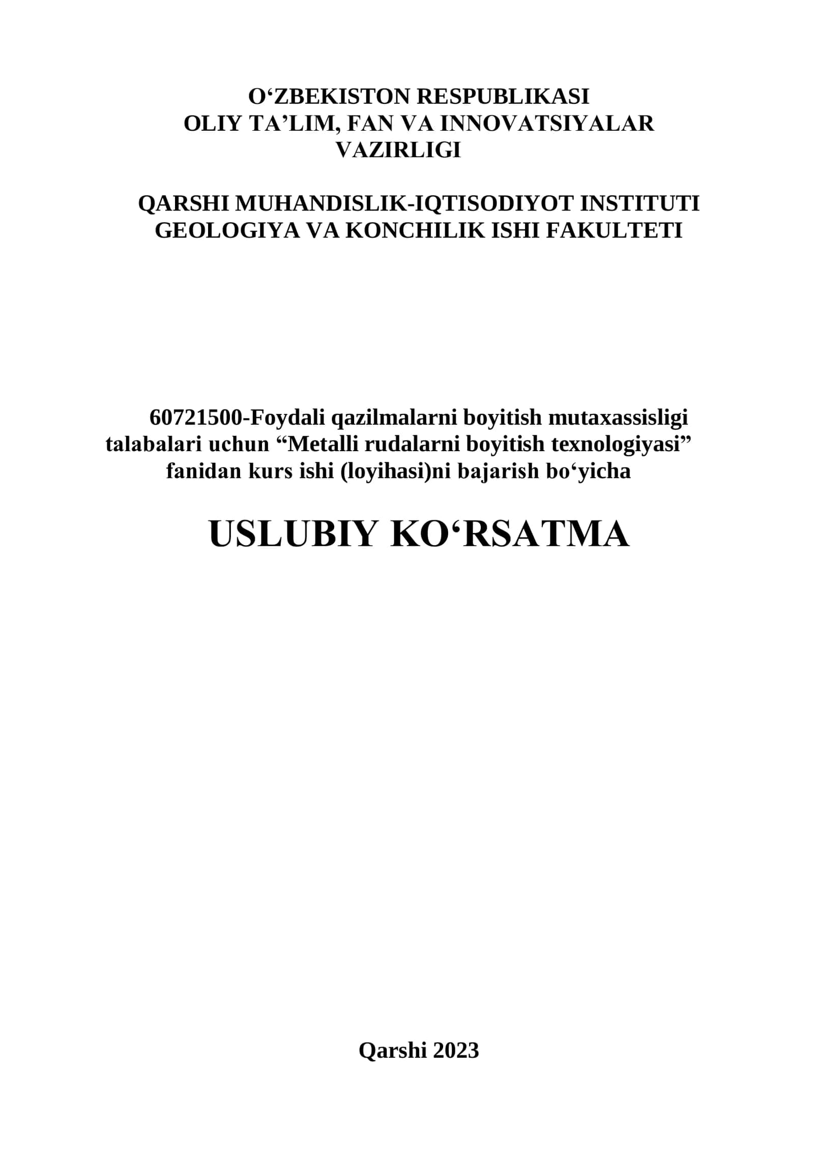 Metalli rudalarni boyitish texnologiyasi 1
